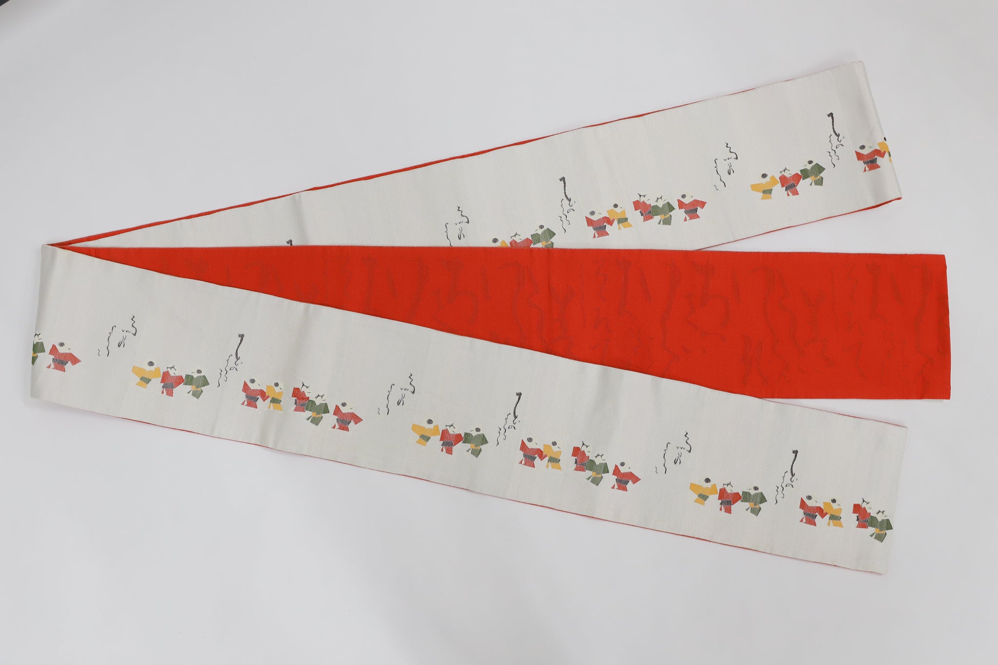 半幅帯 ゆかた 小紋 紬 外出着用 リユース◆twoha408