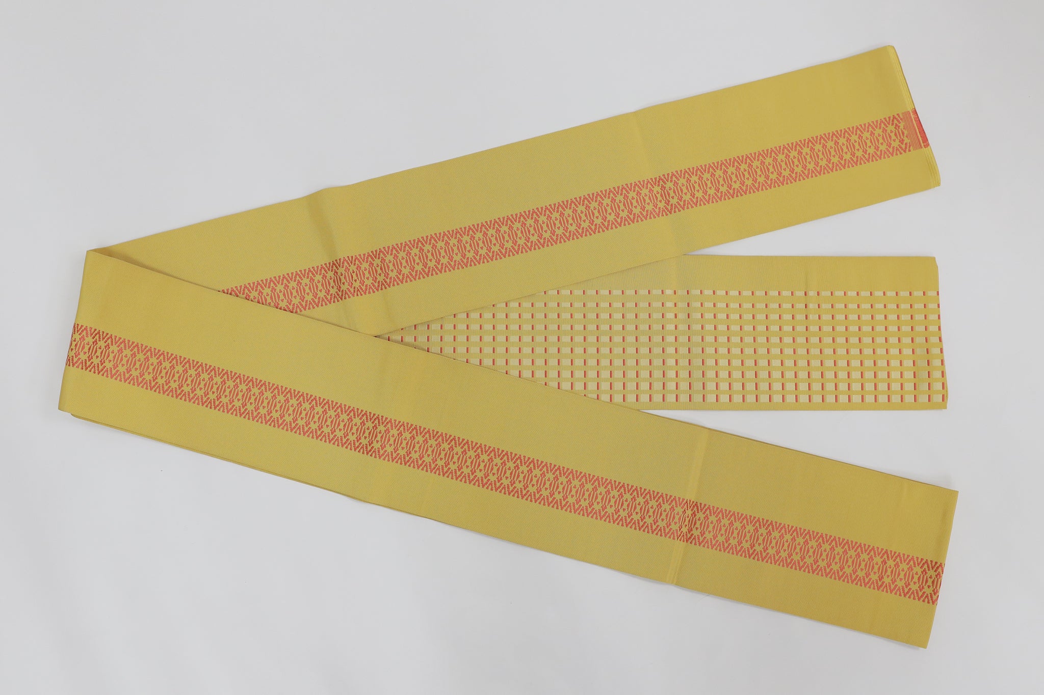 半幅帯 ゆかた 小紋 紬 外出着用 リユース◆twoha409