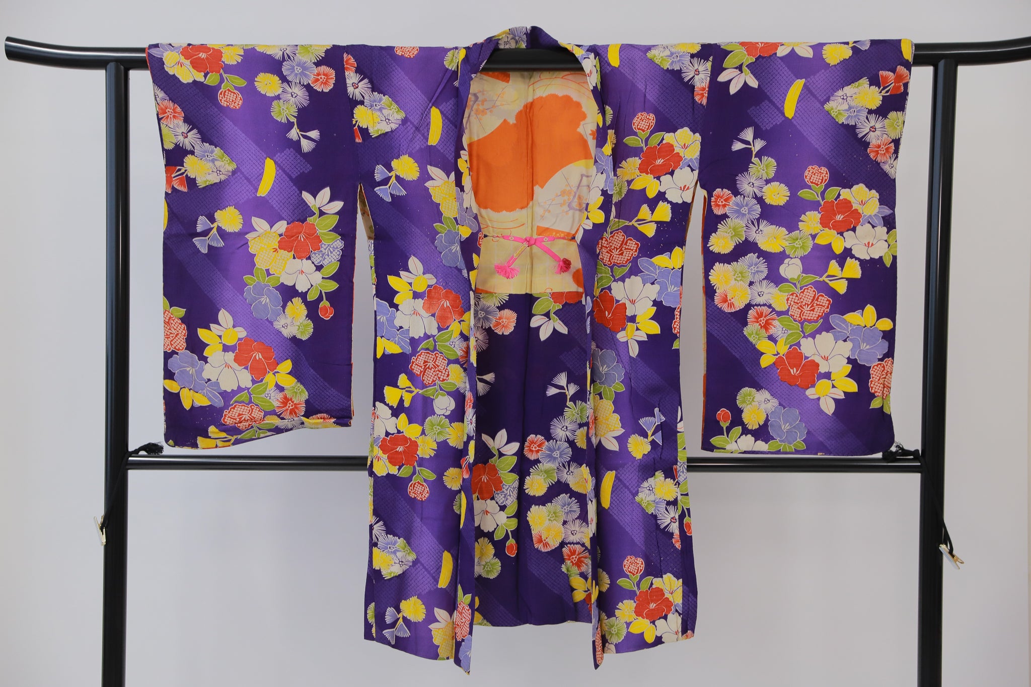 長羽織 アンティーク 羽織紐付き リユース◆twh423