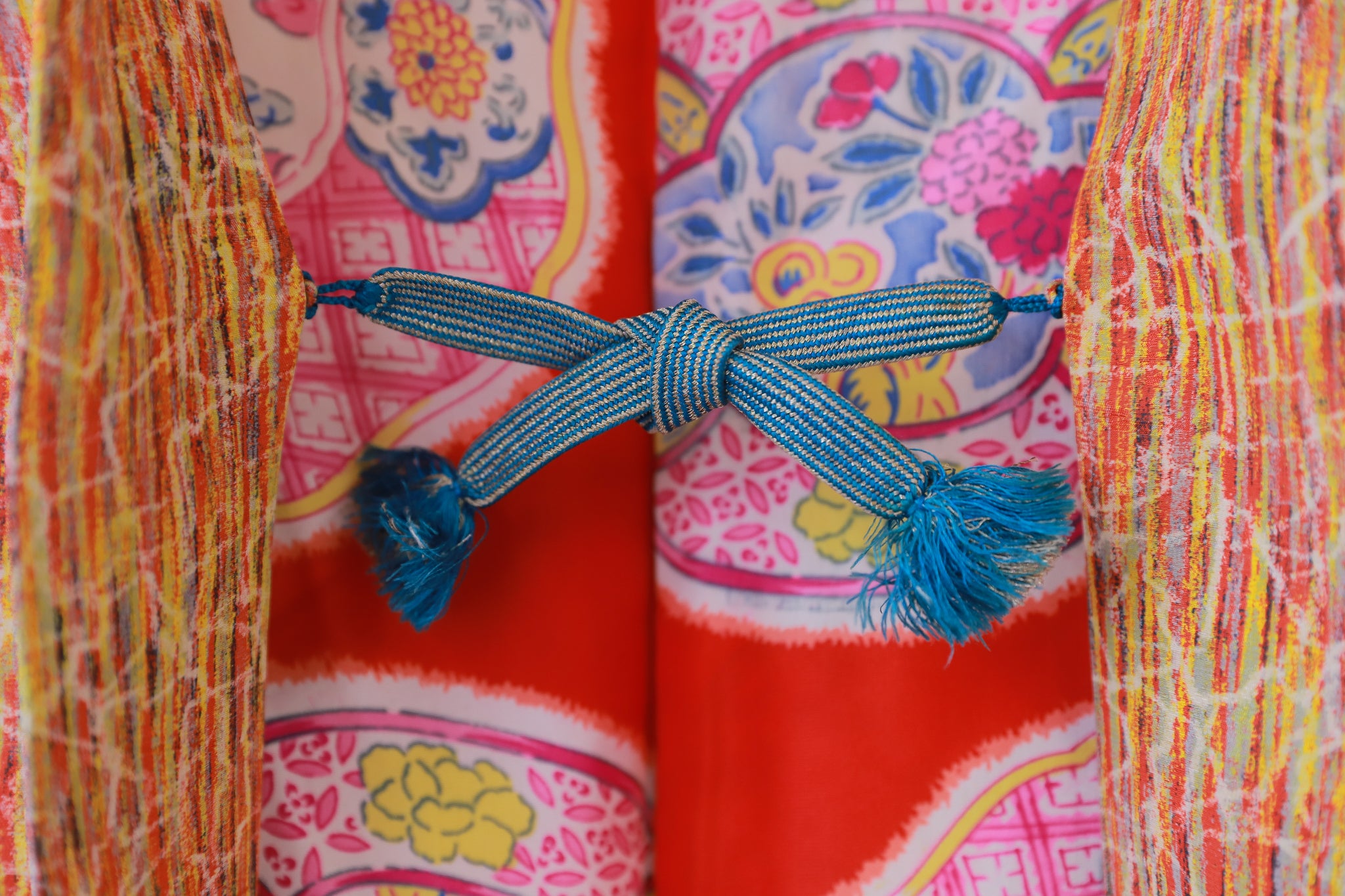 長羽織 アンティーク 羽織紐付き リユース◆twh433