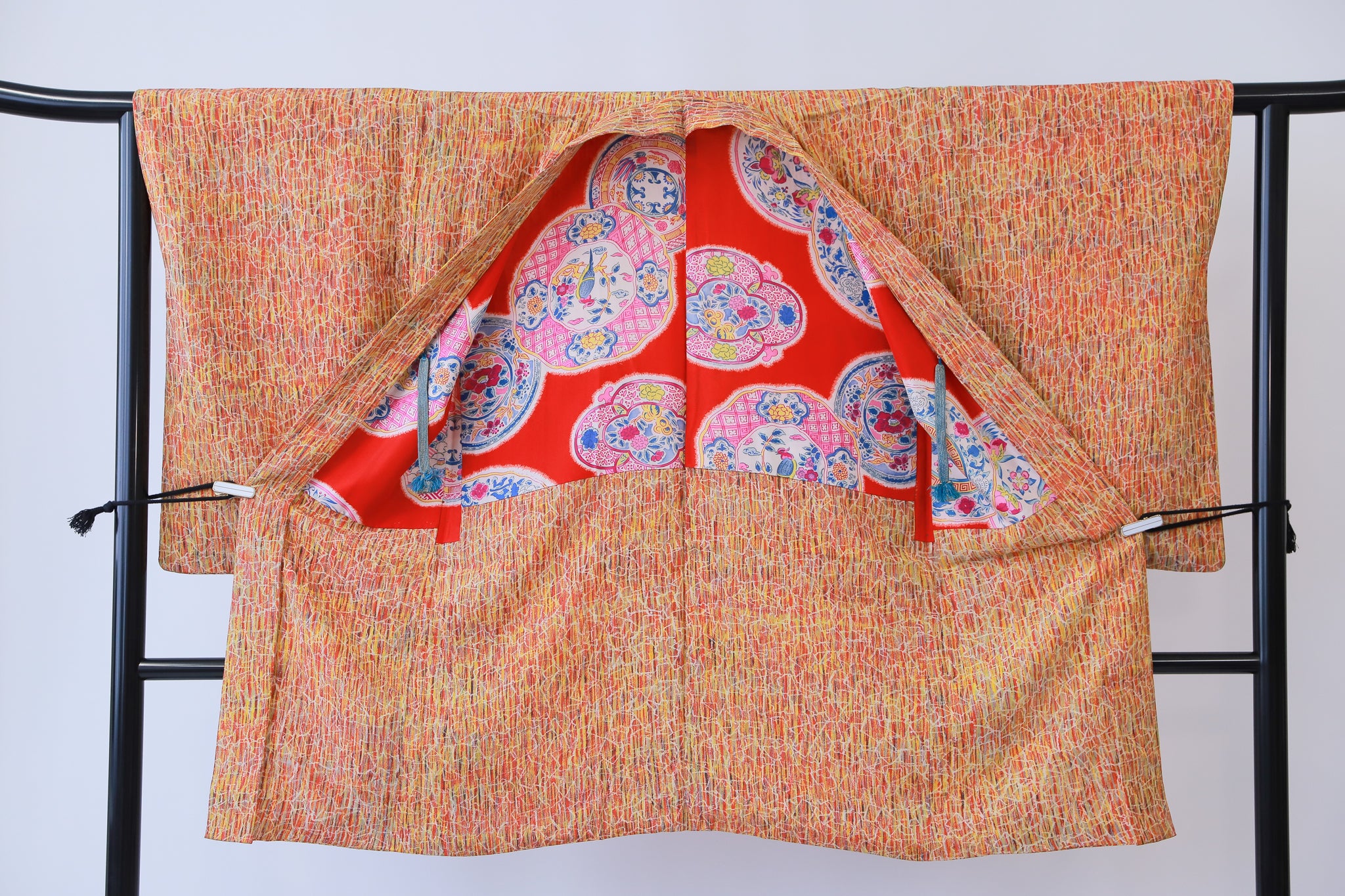 長羽織 アンティーク 羽織紐付き リユース◆twh433