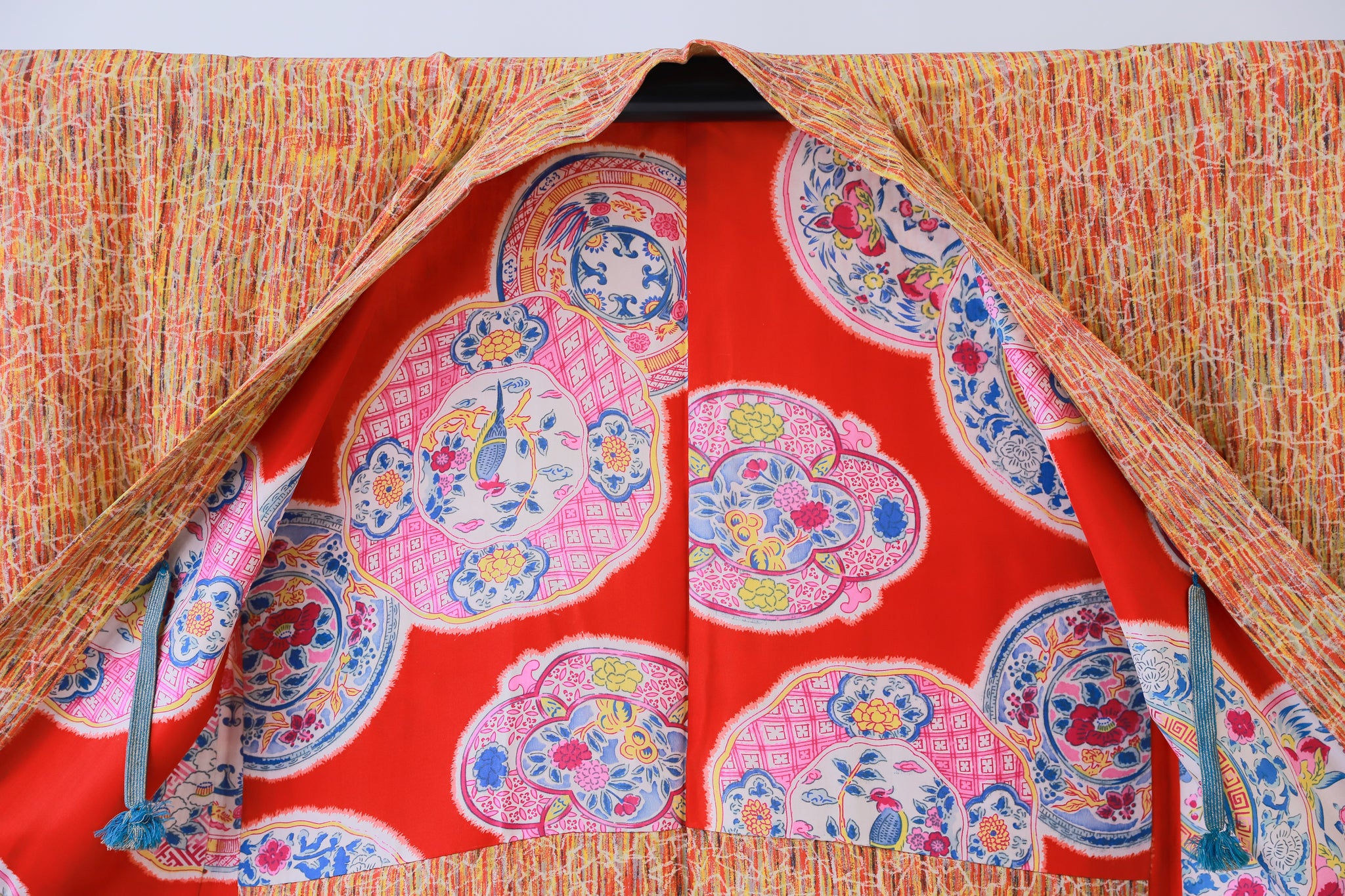 長羽織 アンティーク 羽織紐付き リユース◆twh433