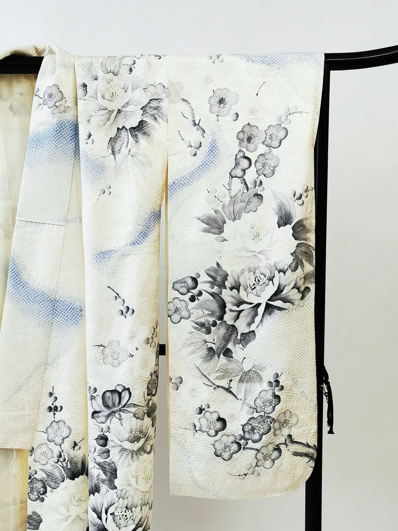 ♦KJ046 Women's Furisode - Shibori-used Japanese clothes