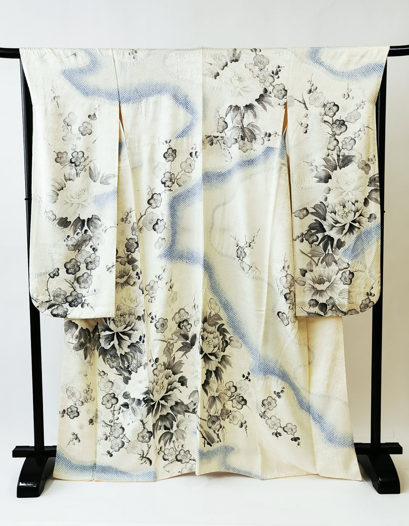 ♦KJ046 Women's Furisode - Shibori-used Japanese clothes