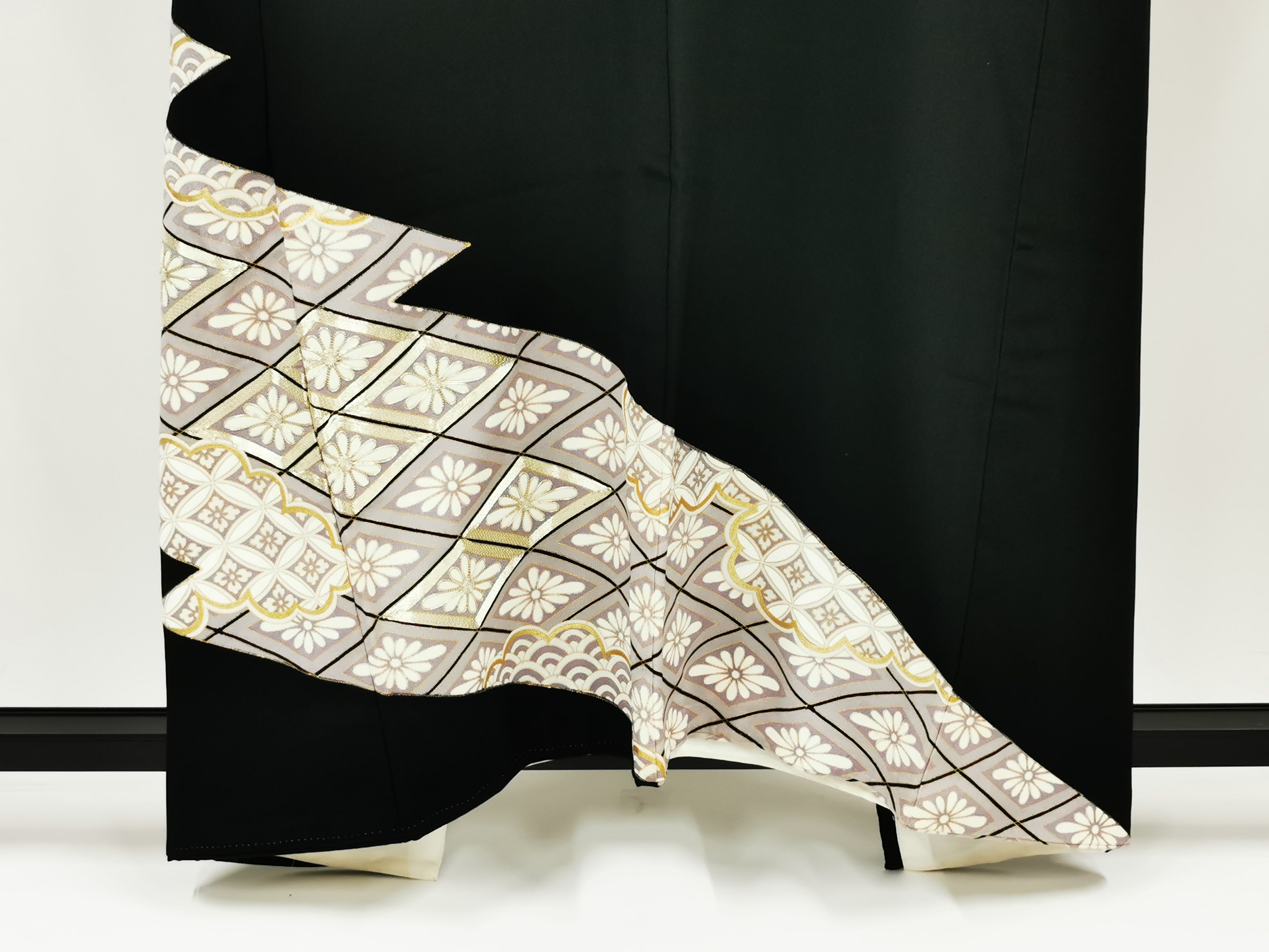 KJ055 Women's Kimono Kurotome Used Japanese Clothes