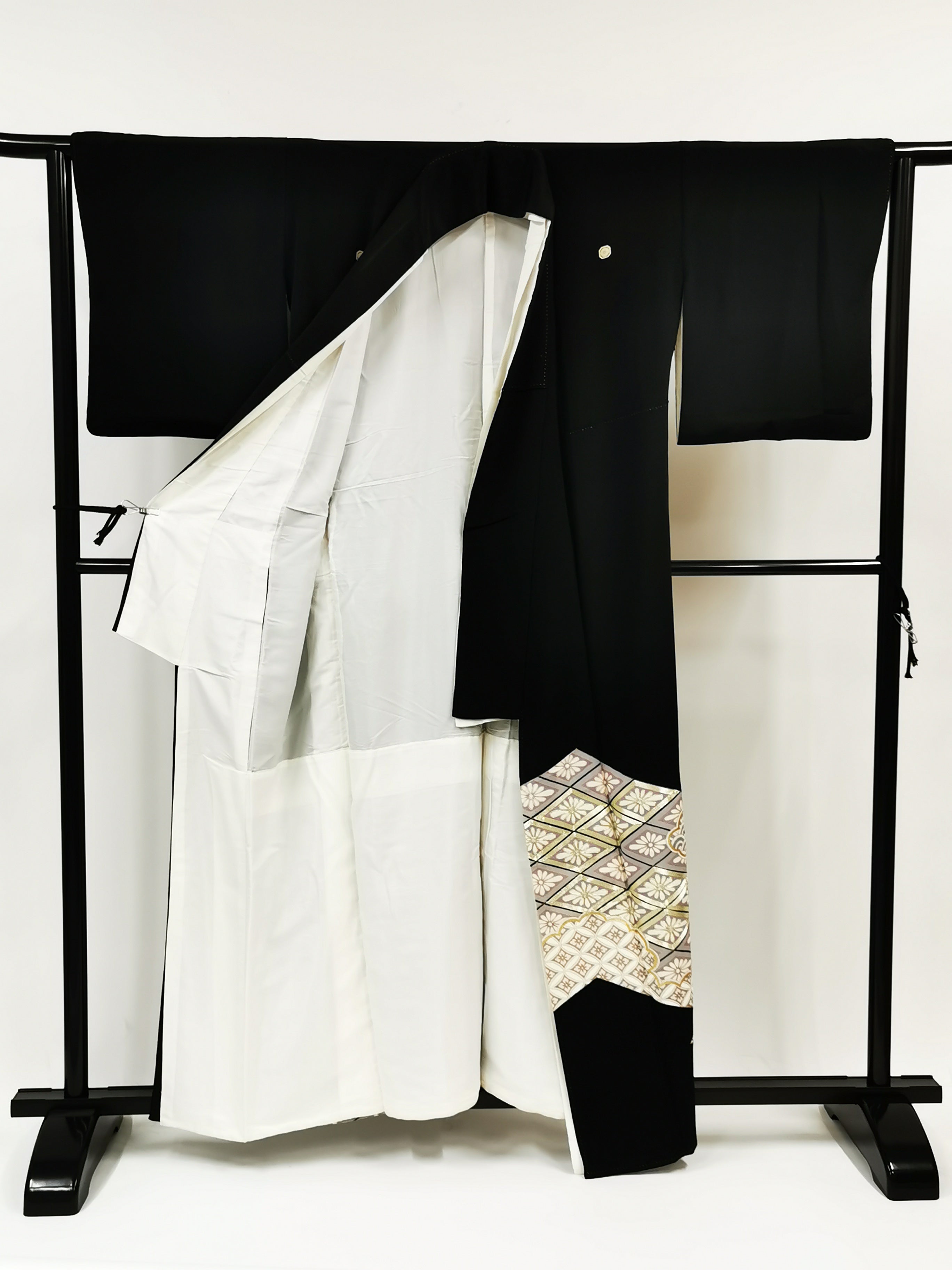 KJ055 Women's Kimono Kurotome Used Japanese Clothes