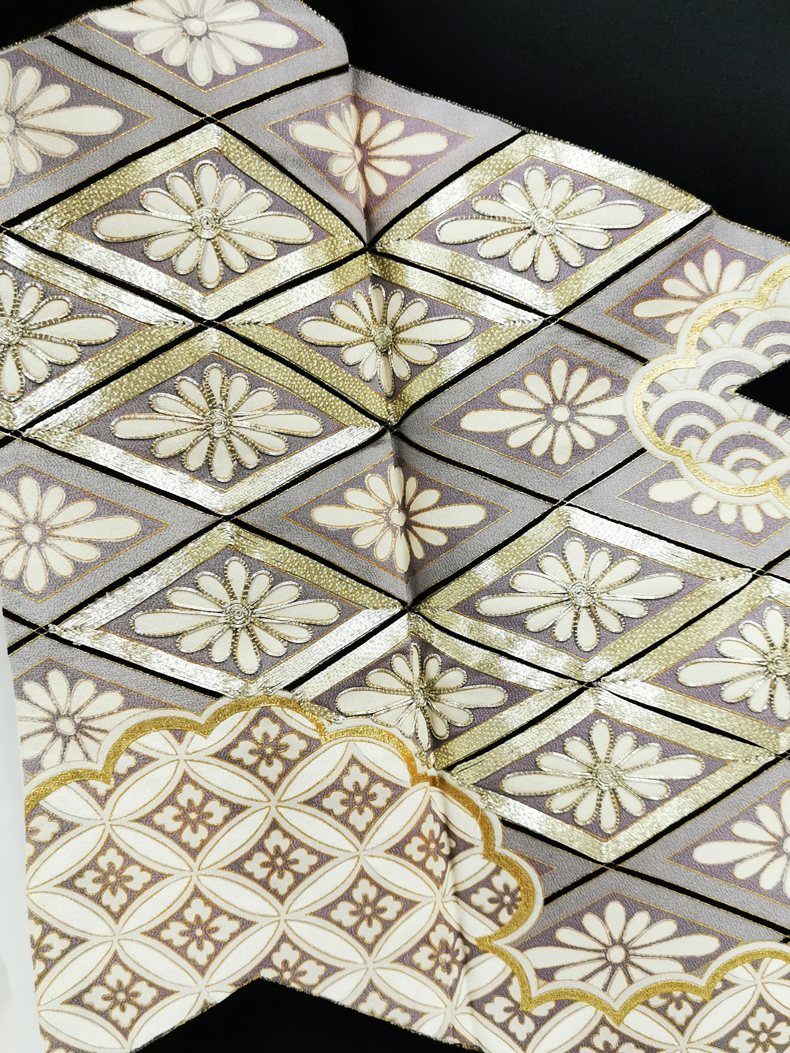 KJ055 Women's Kimono Kurotome Used Japanese Clothes