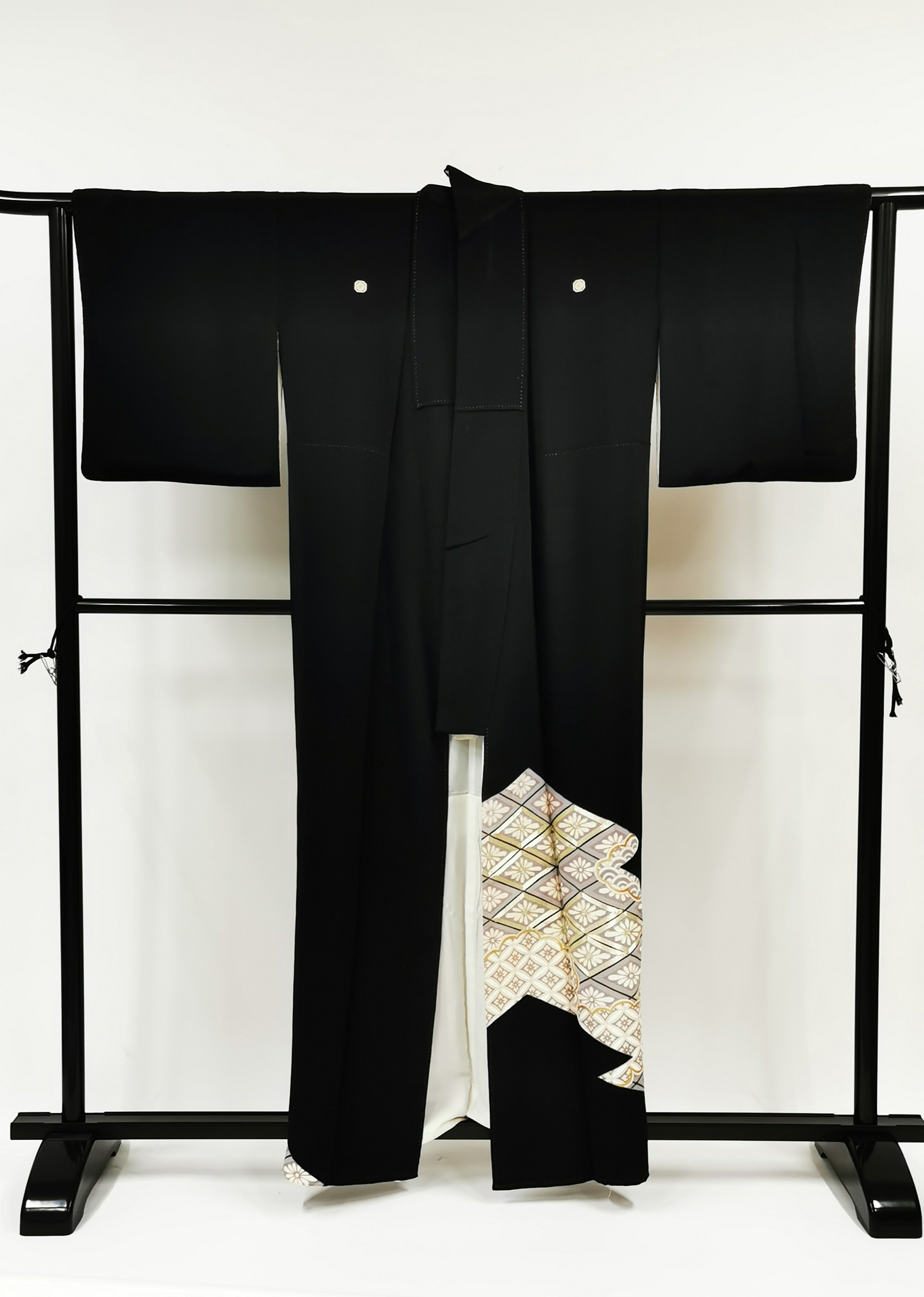 KJ055 Women's Kimono Kurotome Used Japanese Clothes