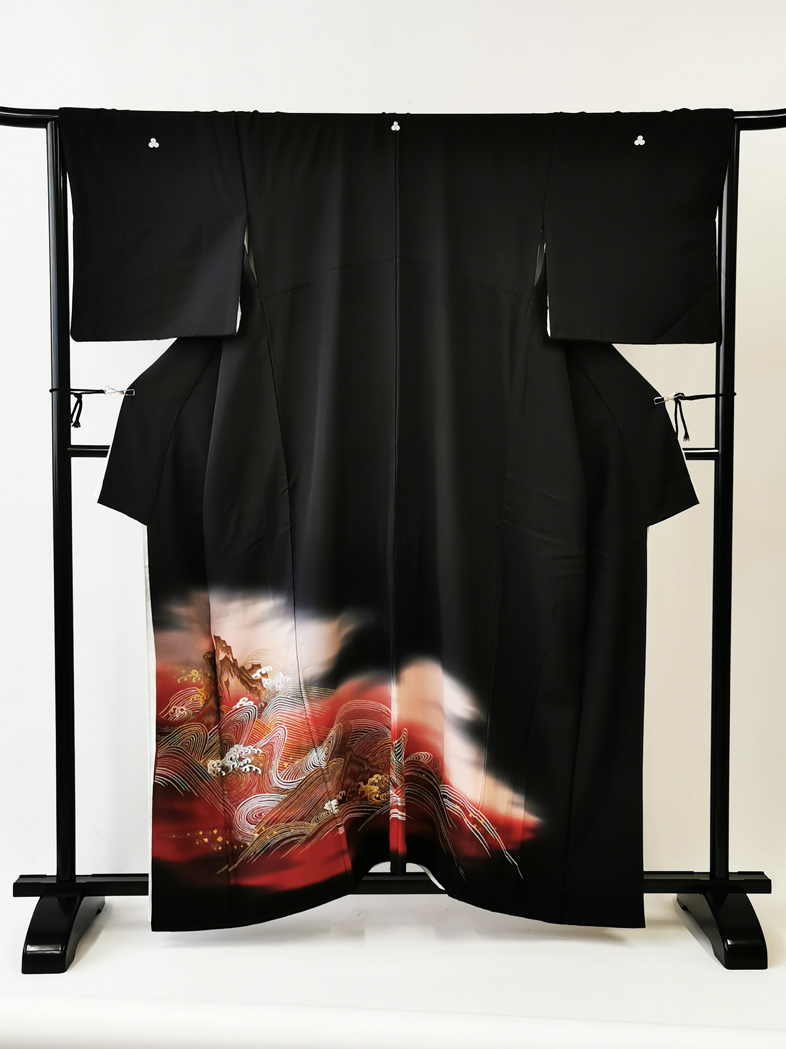 KJ057 Women's Kimono Kurotome Used Japanese Clothes