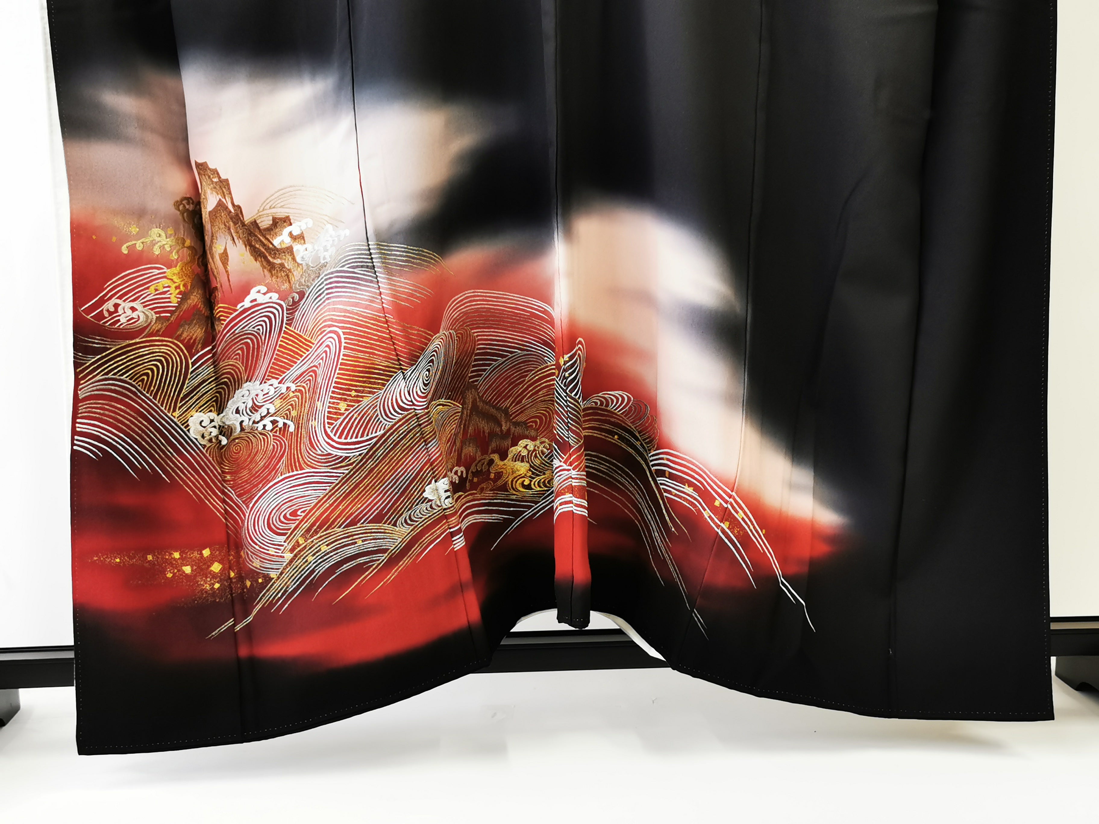 KJ057 Women's Kimono Kurotome Used Japanese Clothes