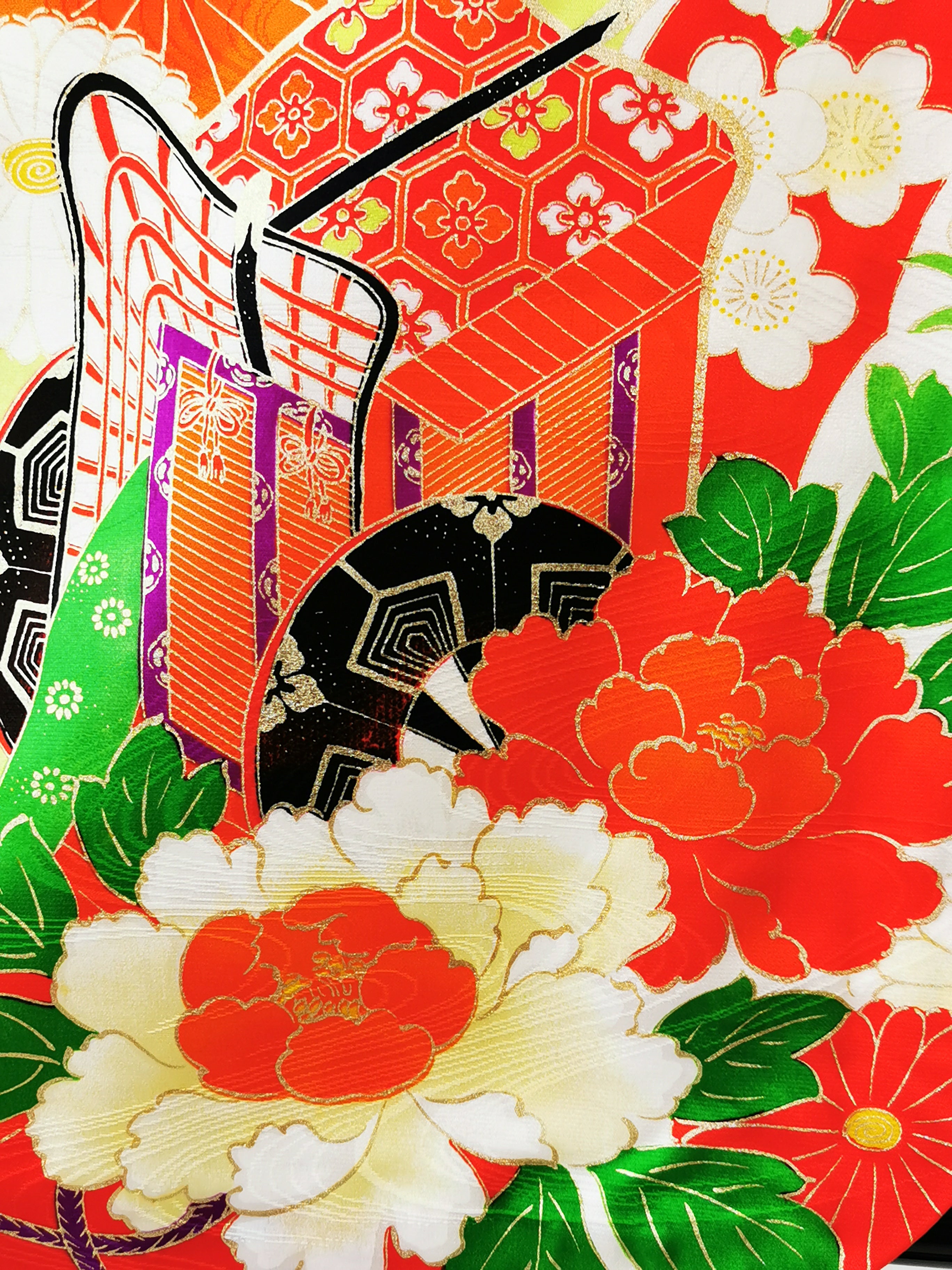 KJ059 Kids Women's Kimono used Japanese clothes