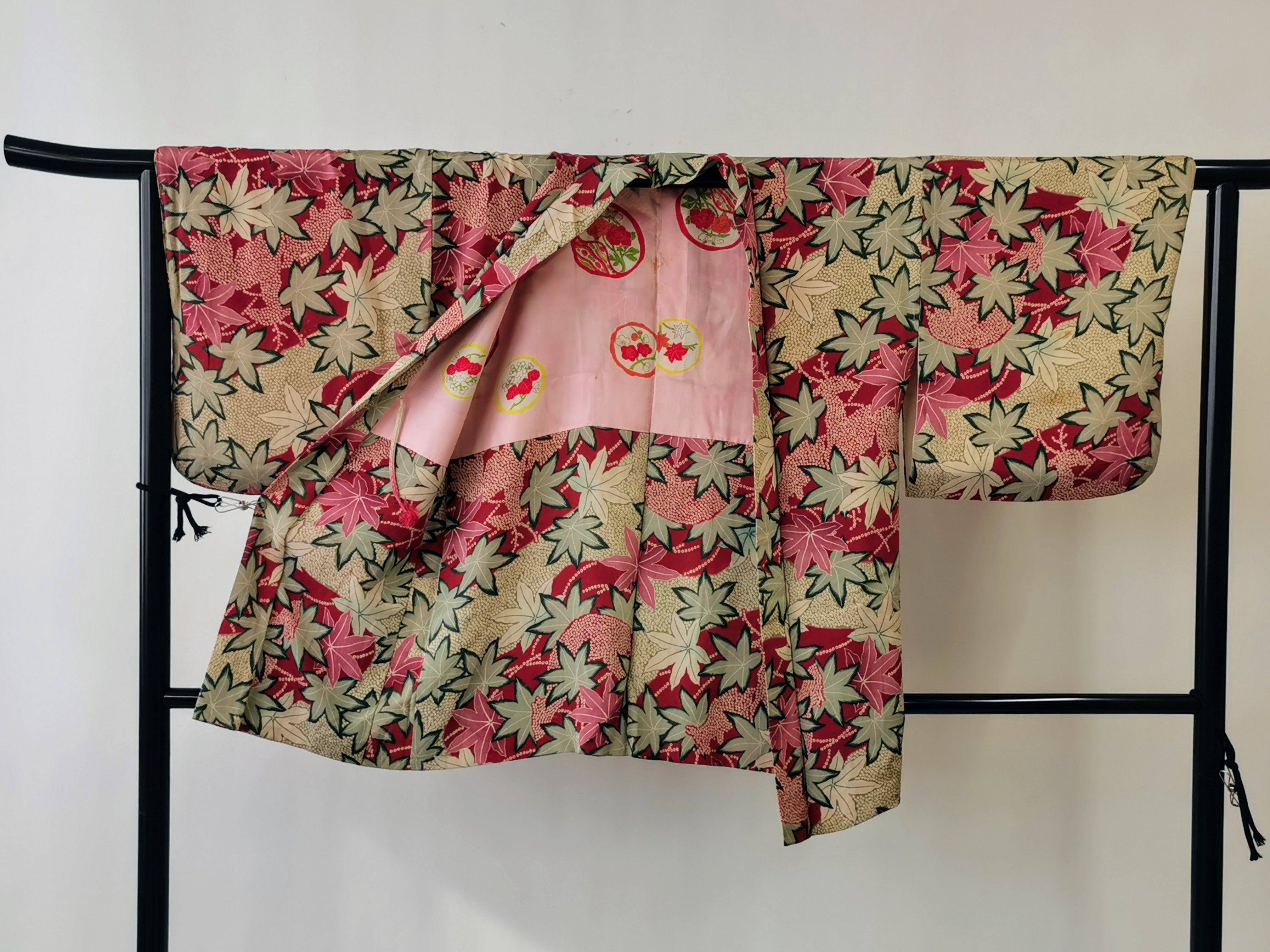 ◆twha083 Haori with Cord Vintage Kimono