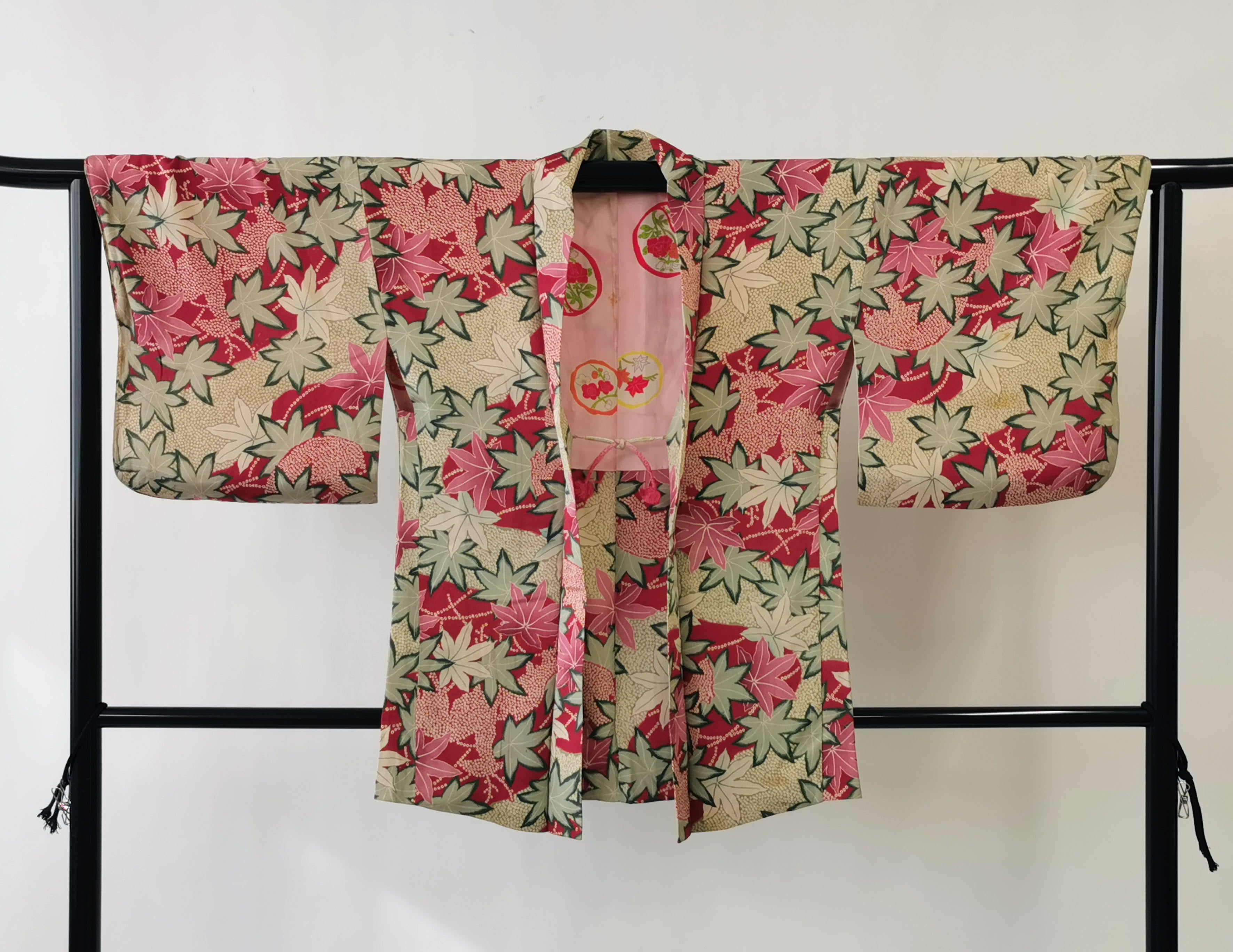 ◆twha083 Haori with Cord Vintage Kimono