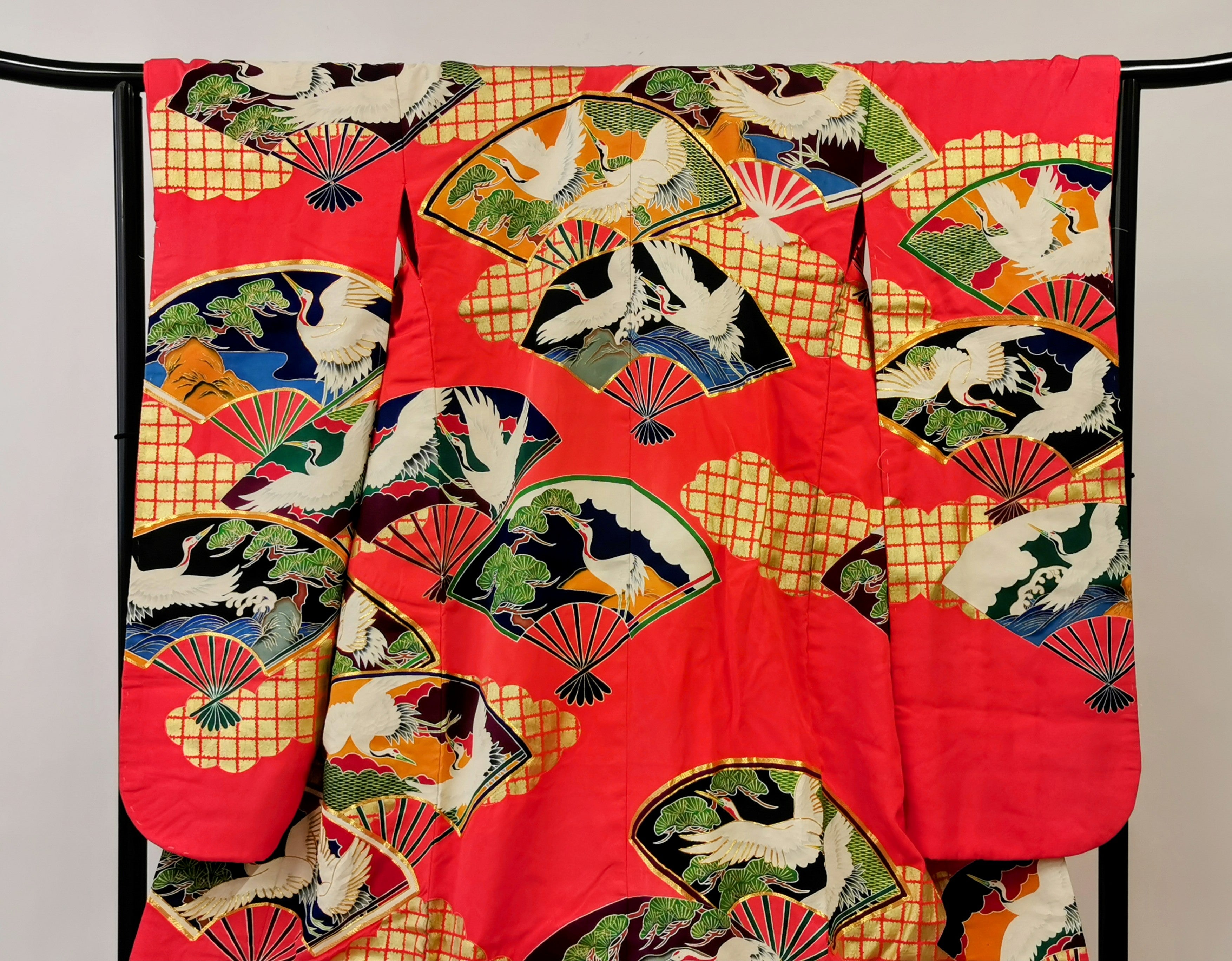 色打掛 豪華 刺繍 婚礼 結婚式 花嫁衣装 古着◆twku105