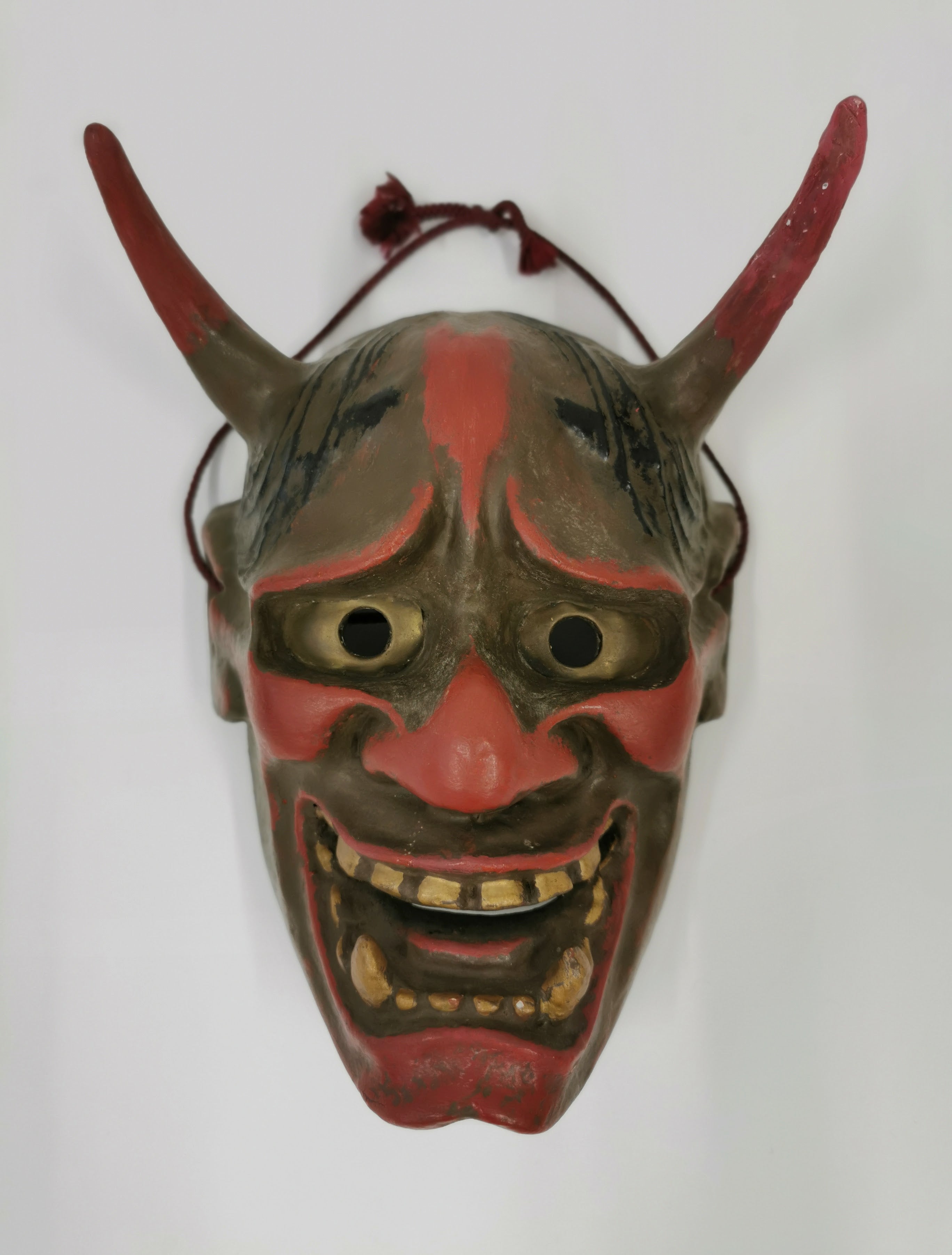 般若 お面 陶器 鬼面 開運 魔除け 招福 縁起物 インテリア◆toh107