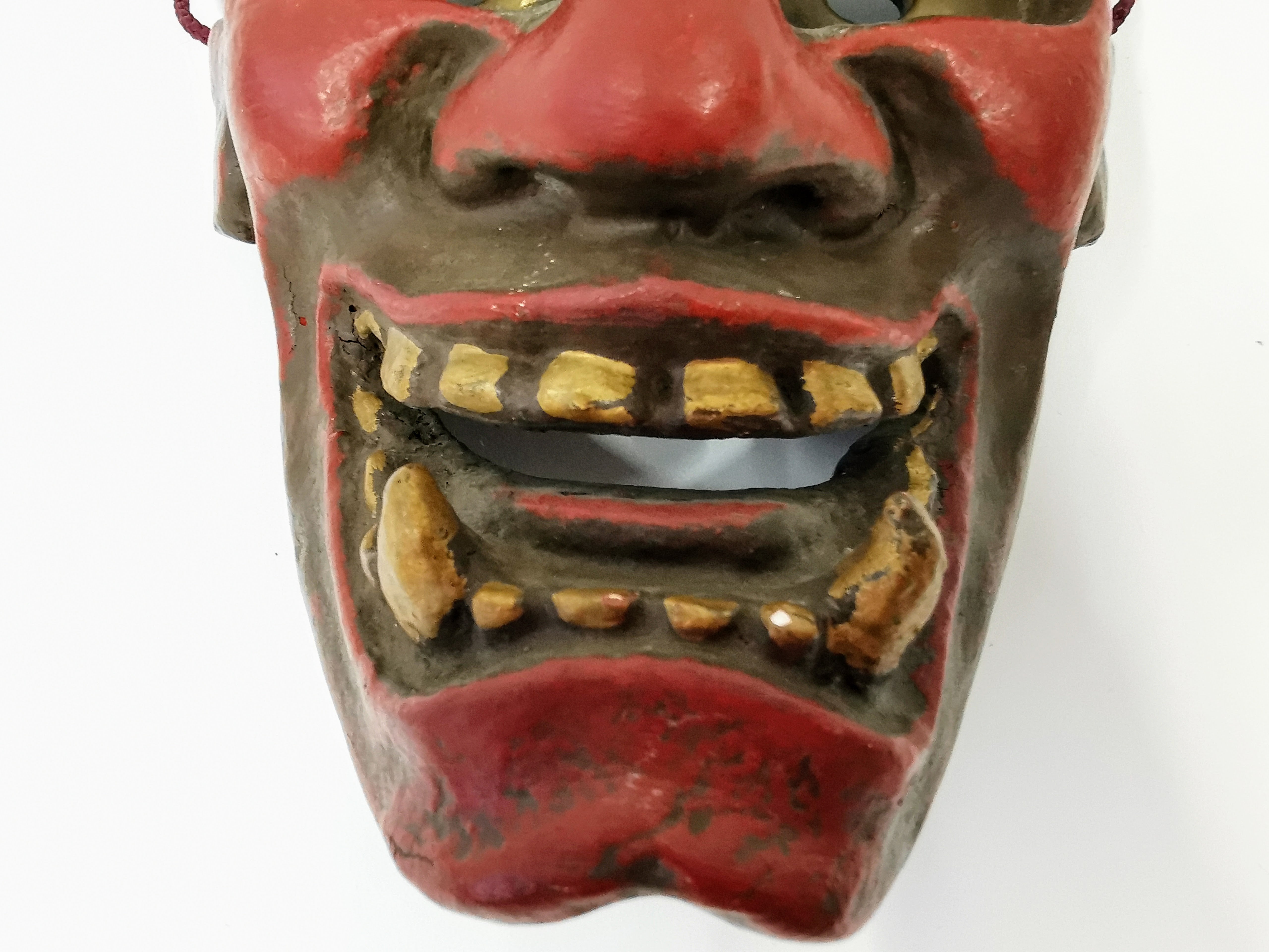 般若 お面 陶器 鬼面 開運 魔除け 招福 縁起物 インテリア◆toh107