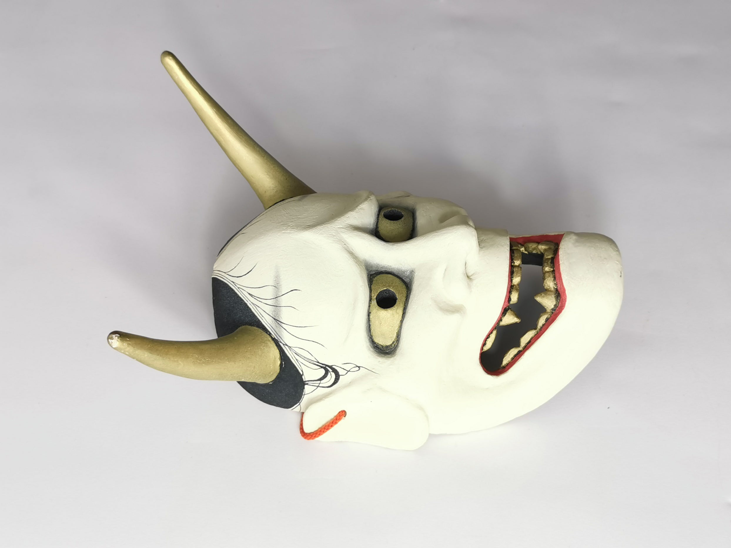 般若 お面 陶器 鬼面 鬼神 能楽 開運 魔除け 招福 縁起物 インテリア◆toh152