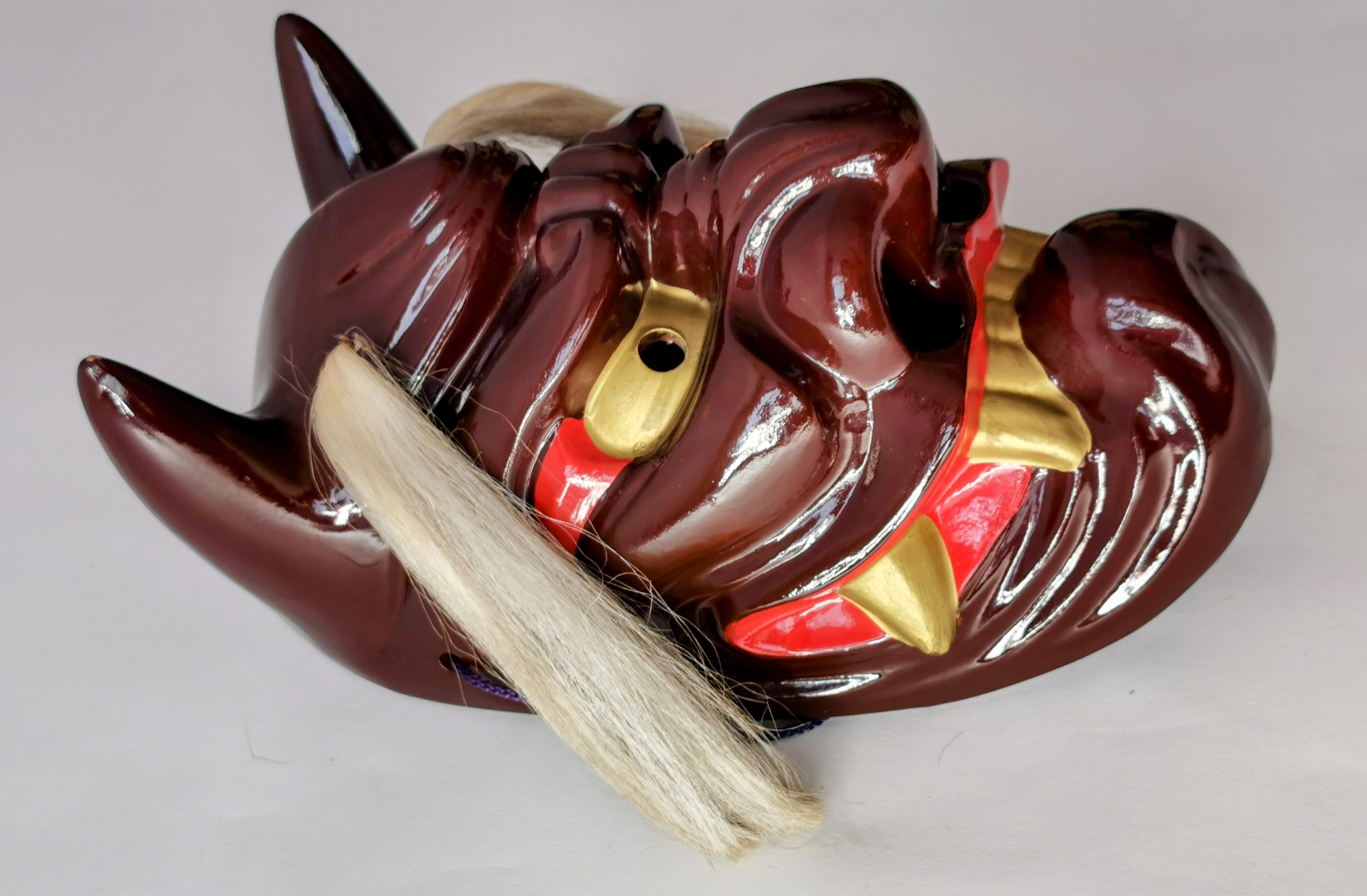 お面 陶器 能面 鬼面 鬼神 能楽 開運 魔除け 招福 縁起物 インテリア◆tko151