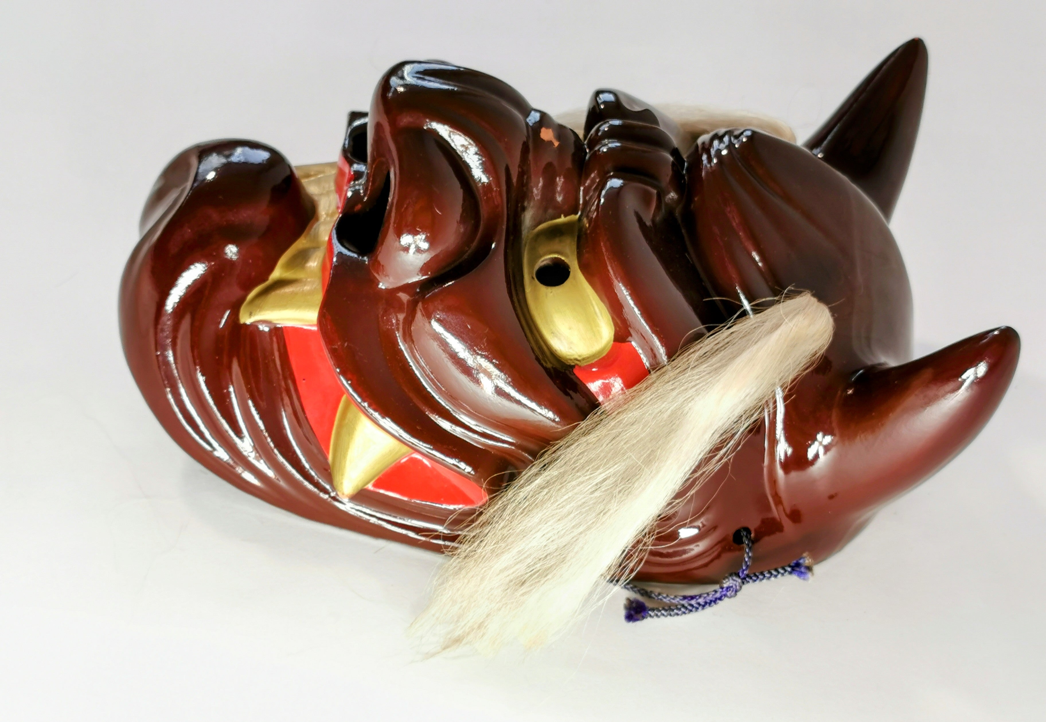 お面 陶器 能面 鬼面 鬼神 能楽 開運 魔除け 招福 縁起物 インテリア◆tko151