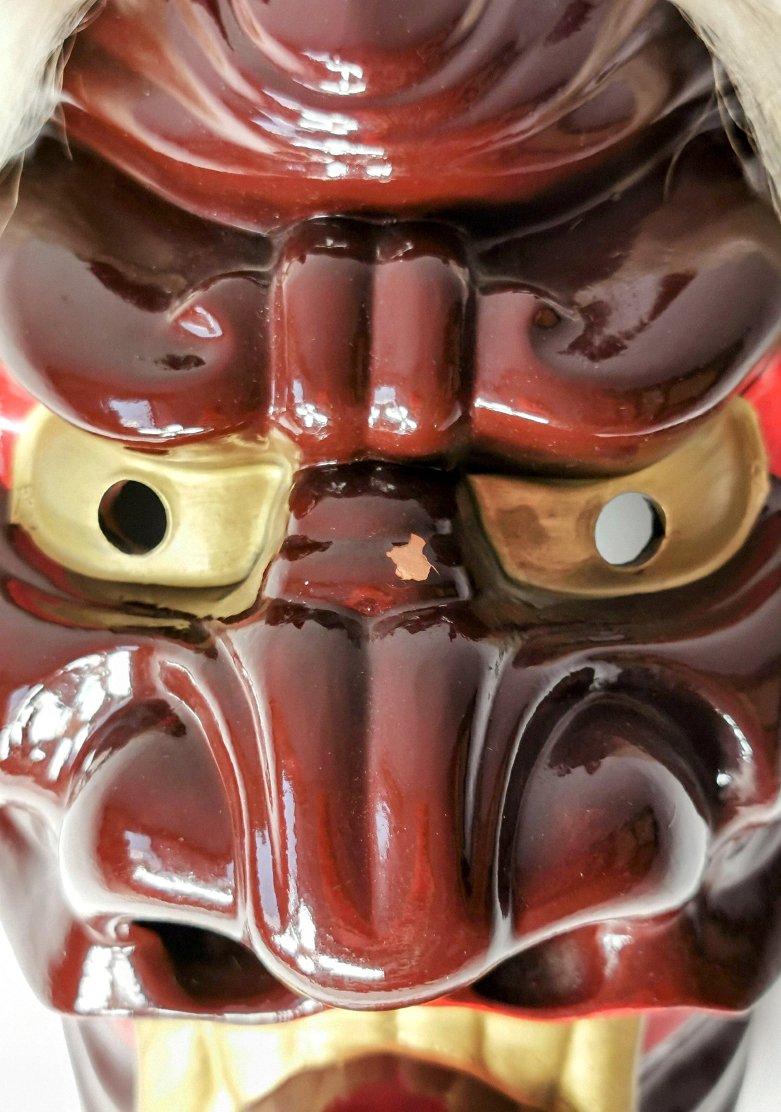 お面 陶器 能面 鬼面 鬼神 能楽 開運 魔除け 招福 縁起物 インテリア◆tko151