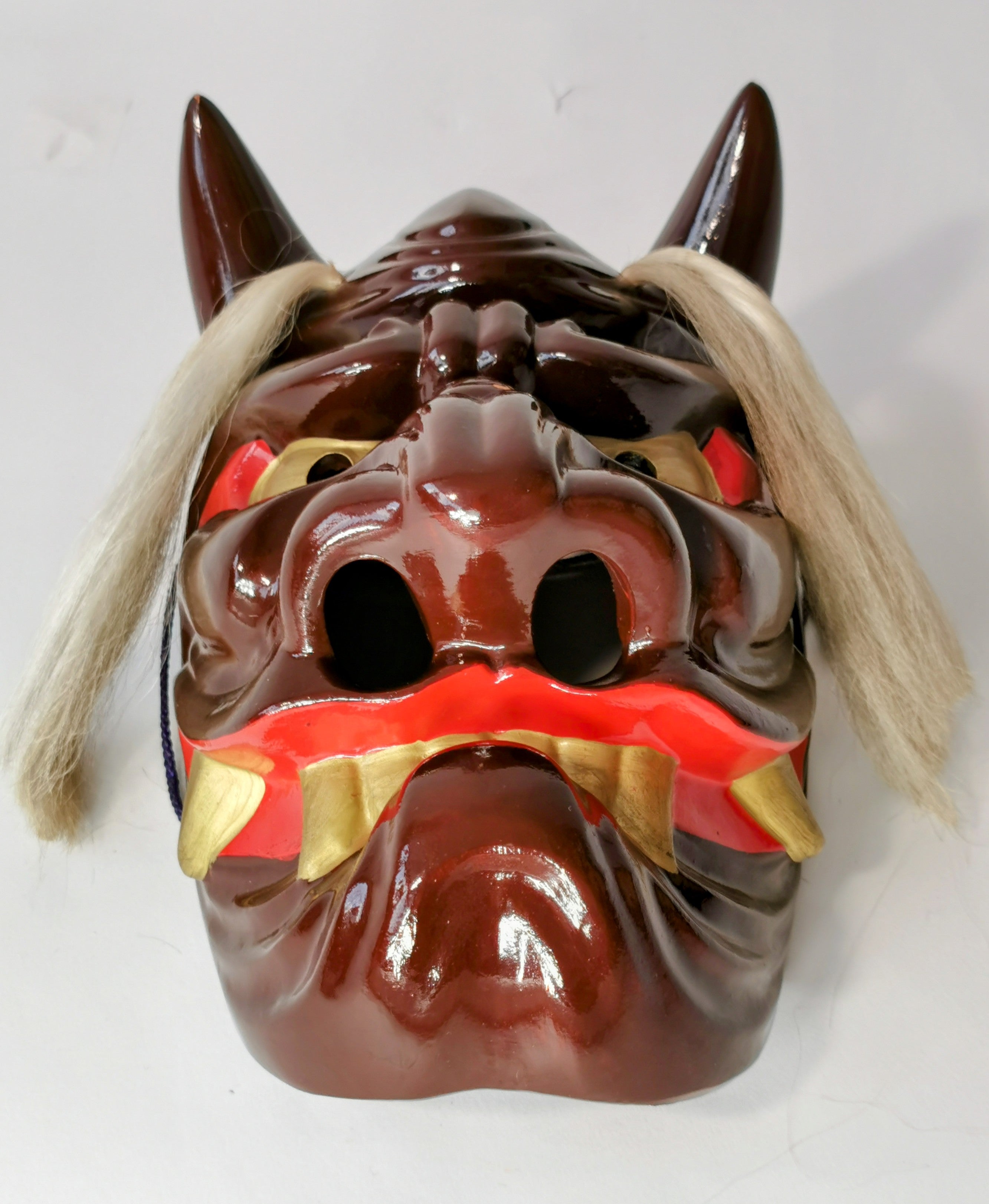 お面 陶器 能面 鬼面 鬼神 能楽 開運 魔除け 招福 縁起物 インテリア◆tko151
