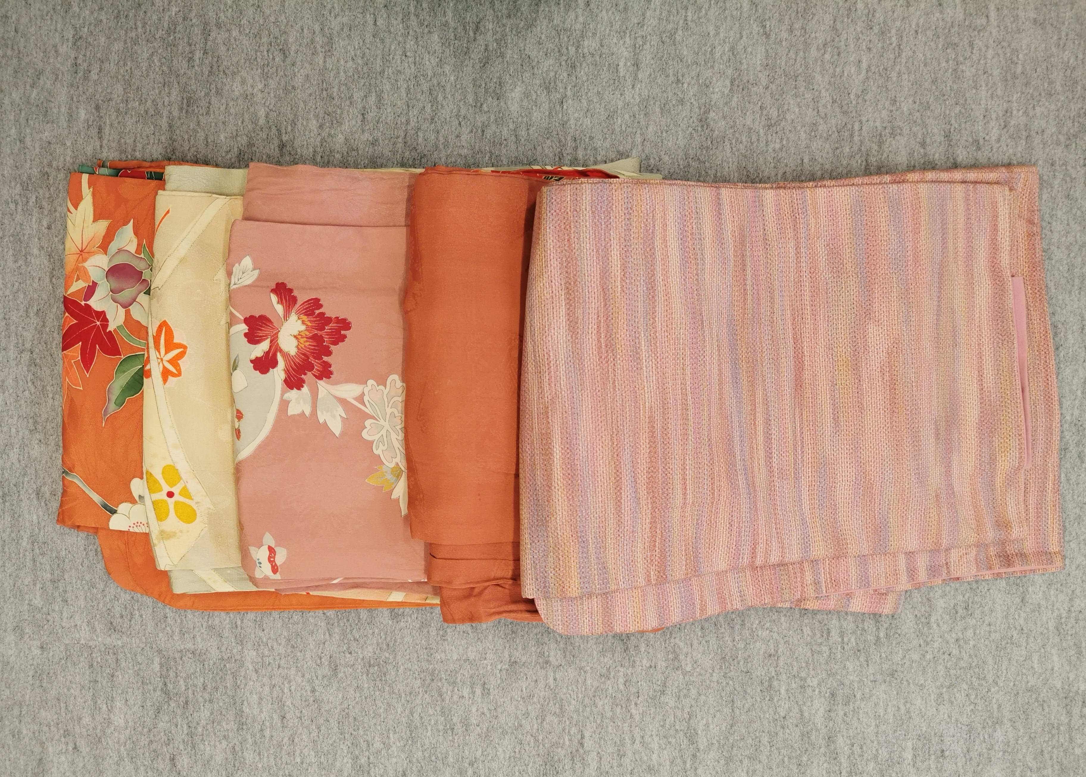 まとめ売り5点 女性 中古着物 ピンク系 アンティーク着物◆twk169