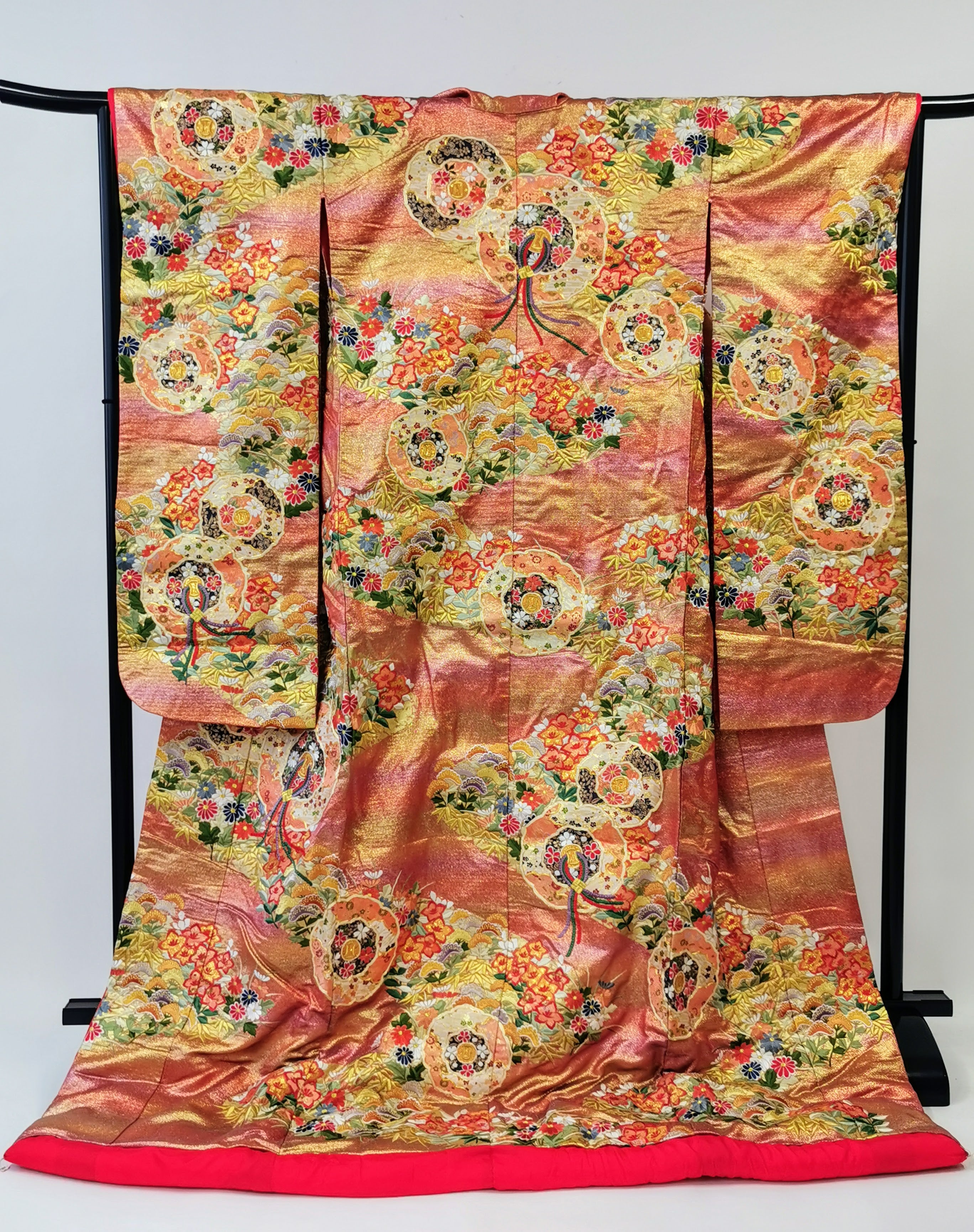 色打掛 花嫁衣装 豪華 逸品 金銀箔 刺繍 婚礼 結婚式 古着◆twu175