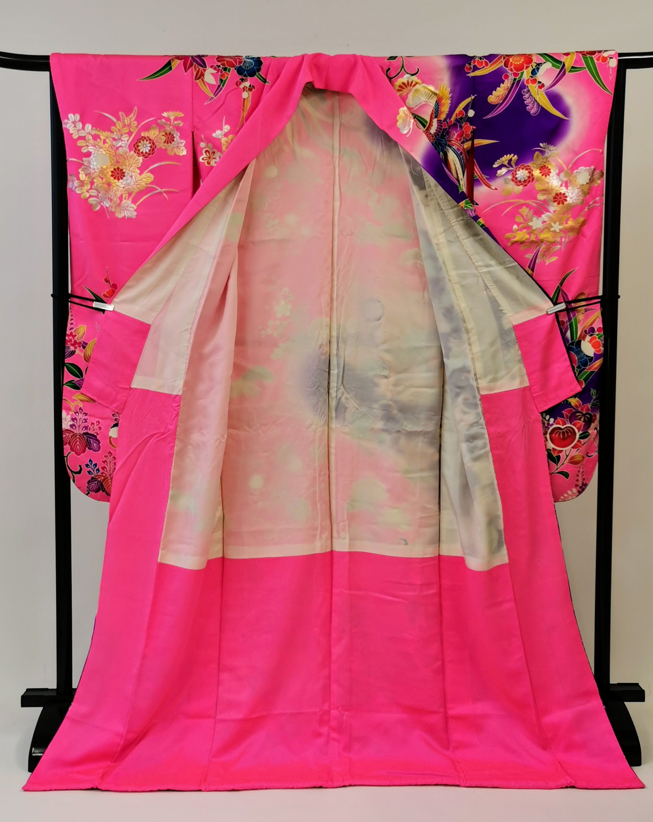 引き振袖 お引きずり お引き摺り 花嫁衣装 結婚式 豪華 蛍光 婚礼 結婚式 古着◆twff173