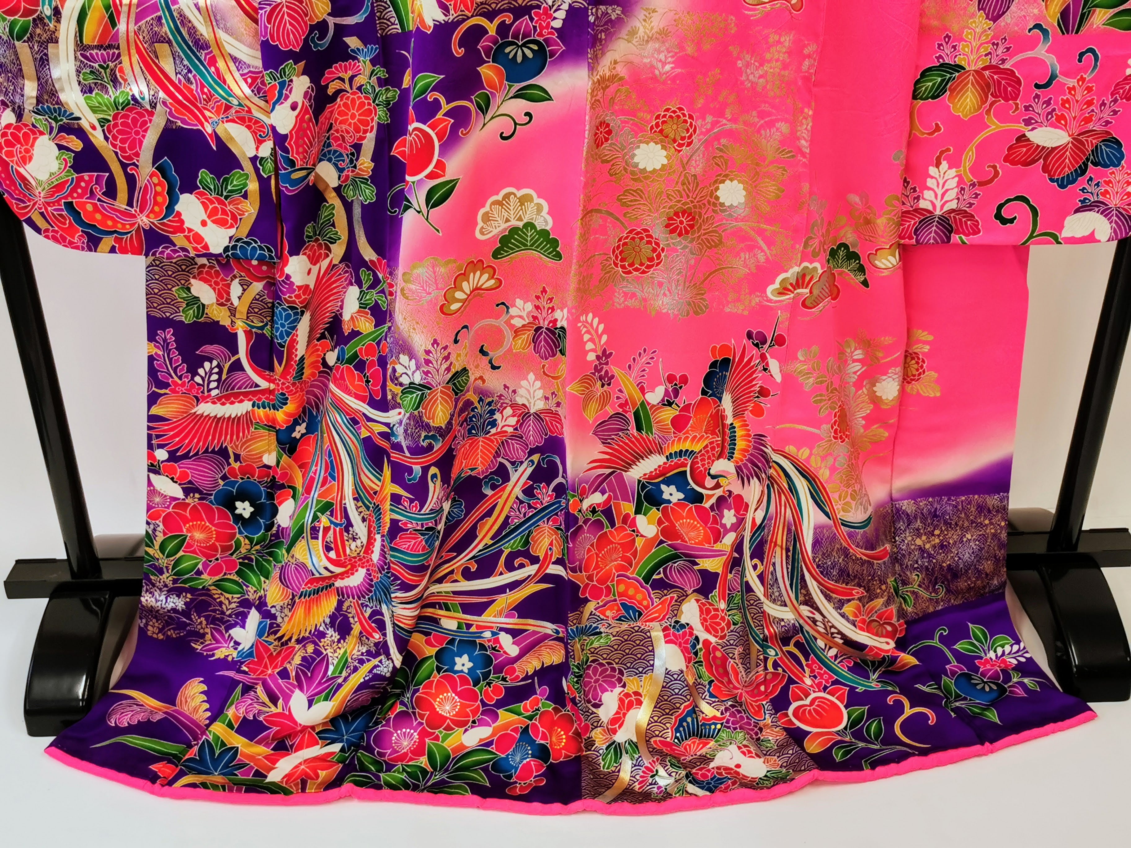 引き振袖 お引きずり お引き摺り 花嫁衣装 結婚式 豪華 蛍光 婚礼 結婚式 古着◆twff173