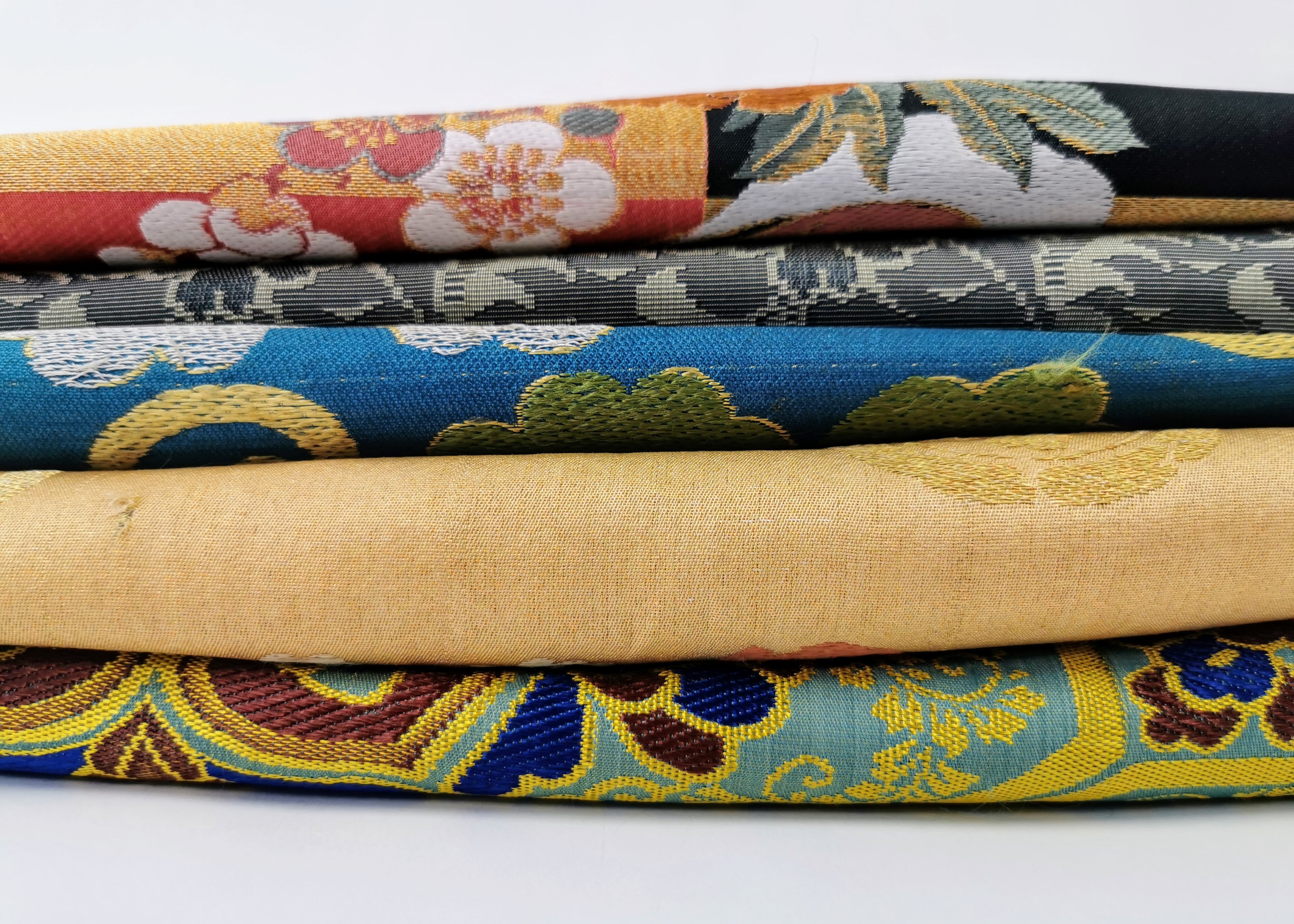 名古屋帯 5枚まとめ 女性 中古品 和装 和装小物 リメイク 古布リメイク ハギレ 帯 和柄 和装帯◆KJO185