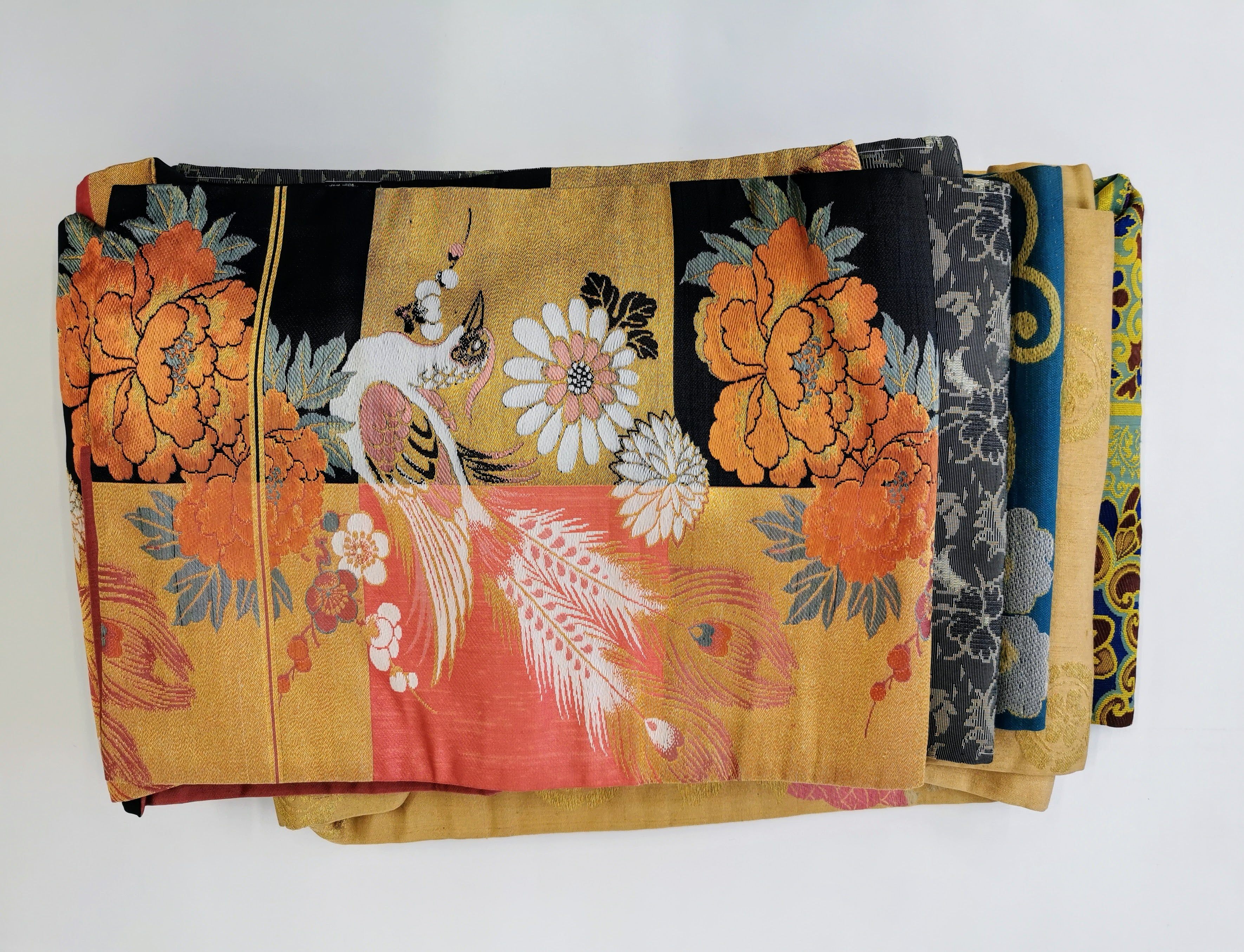 名古屋帯 5枚まとめ 女性 中古品 和装 和装小物 リメイク 古布リメイク ハギレ 帯 和柄 和装帯◆KJO185