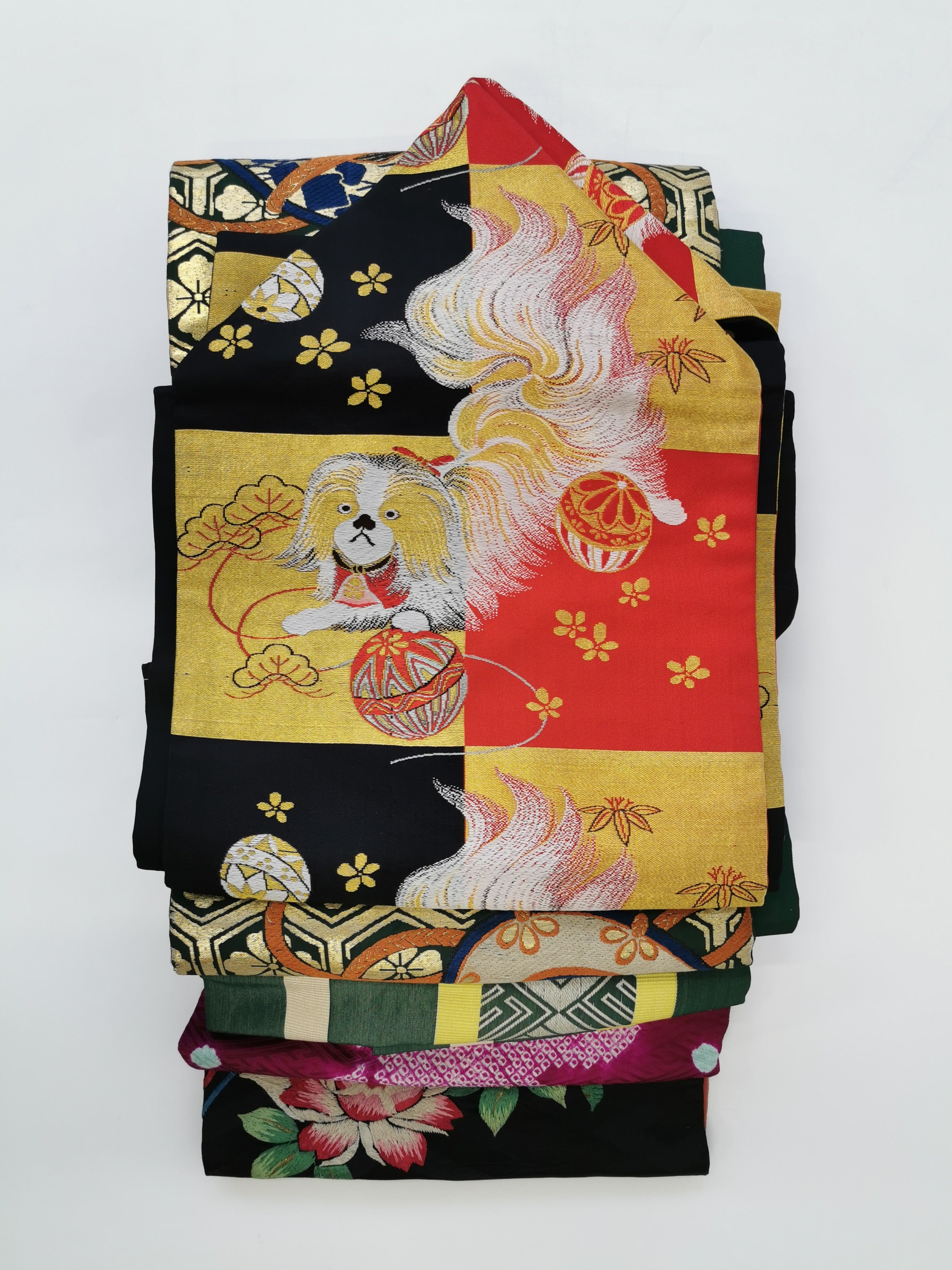 名古屋帯 5枚まとめ 女性 中古品 和装 和装小物 リメイク 古布リメイク ハギレ 帯 和柄 和装帯◆KJO184