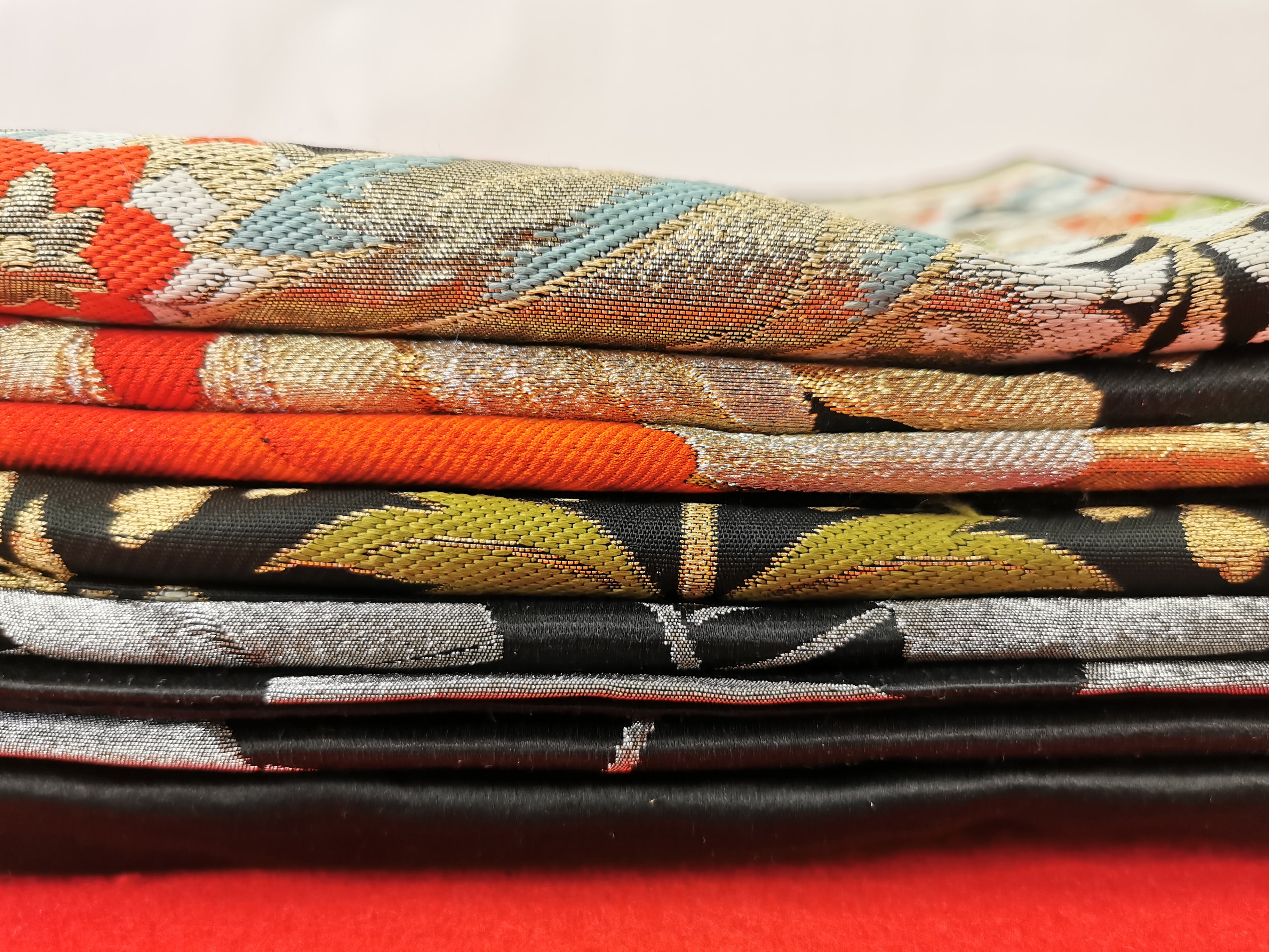 袋帯 5枚まとめ売り 黒系 女性 中古品 和装 和装小物 リメイク 古布リメイク ハギレ 帯 和柄 和装帯◆KJO193