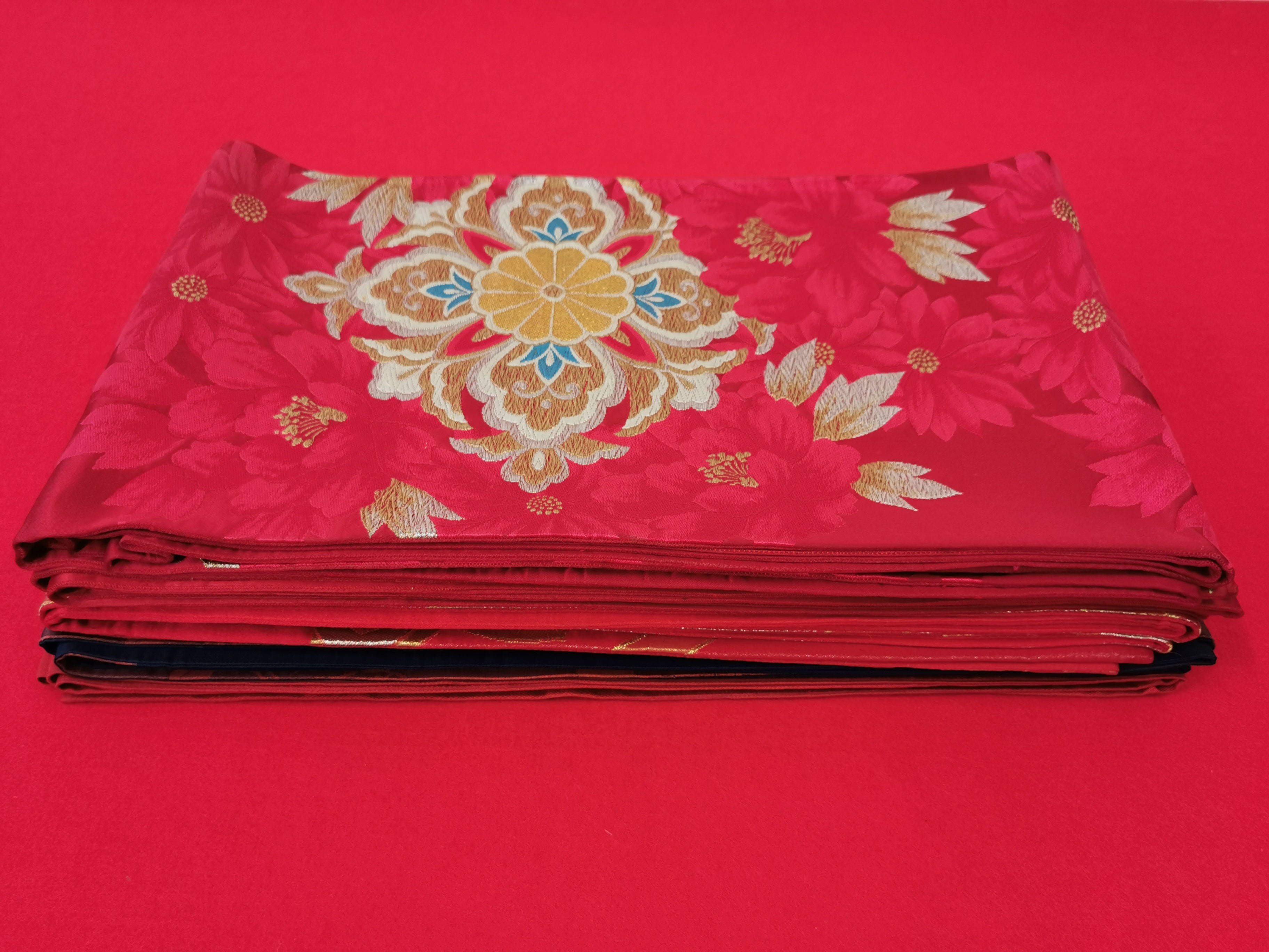 袋帯 5枚まとめ売り 赤系 女性 中古品 和装 和装小物 リメイク 古布リメイク ハギレ 帯 和柄 和装帯◆toh194