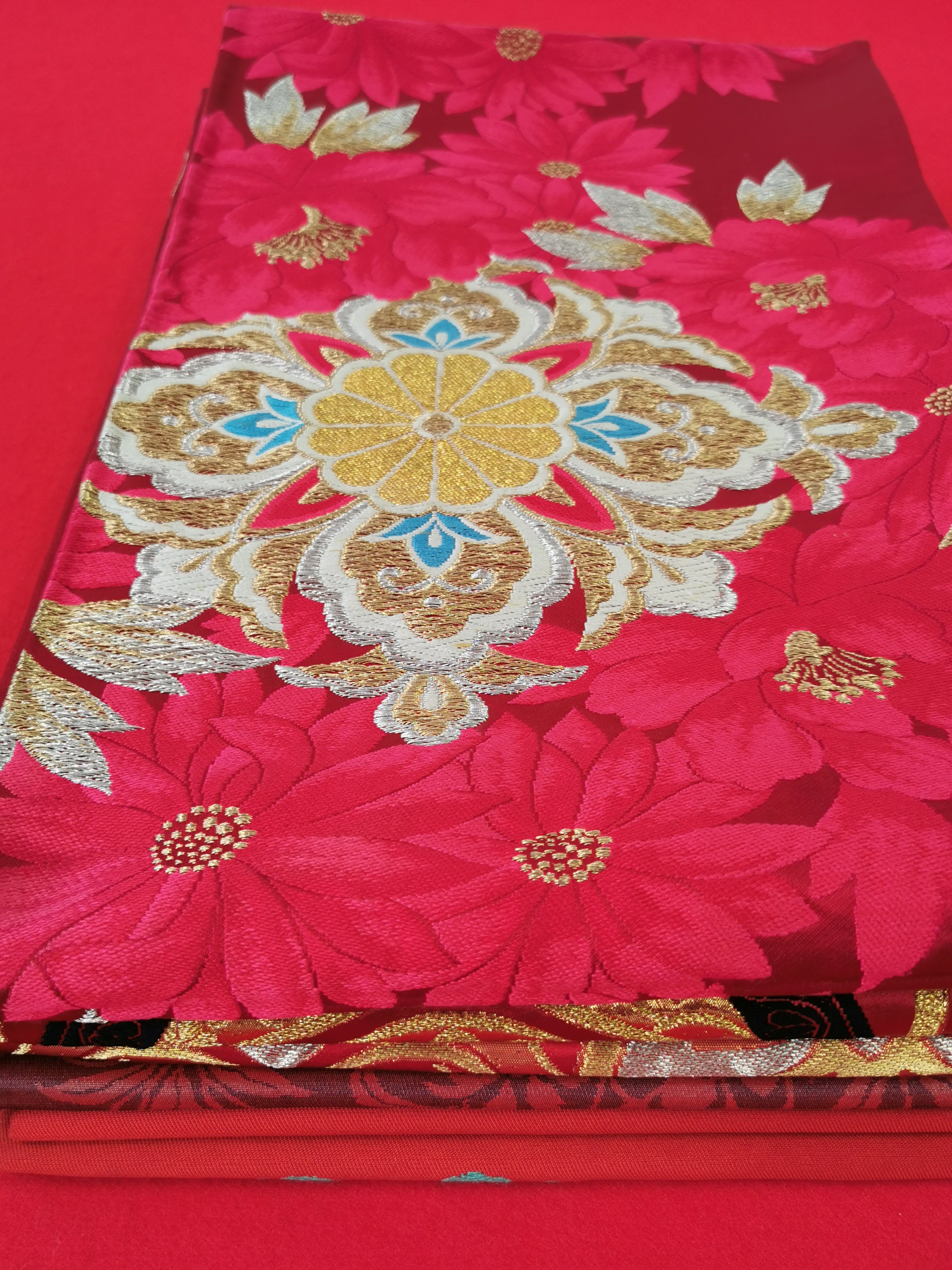 袋帯 5枚まとめ売り 赤系 女性 中古品 和装 和装小物 リメイク 古布リメイク ハギレ 帯 和柄 和装帯◆toh194