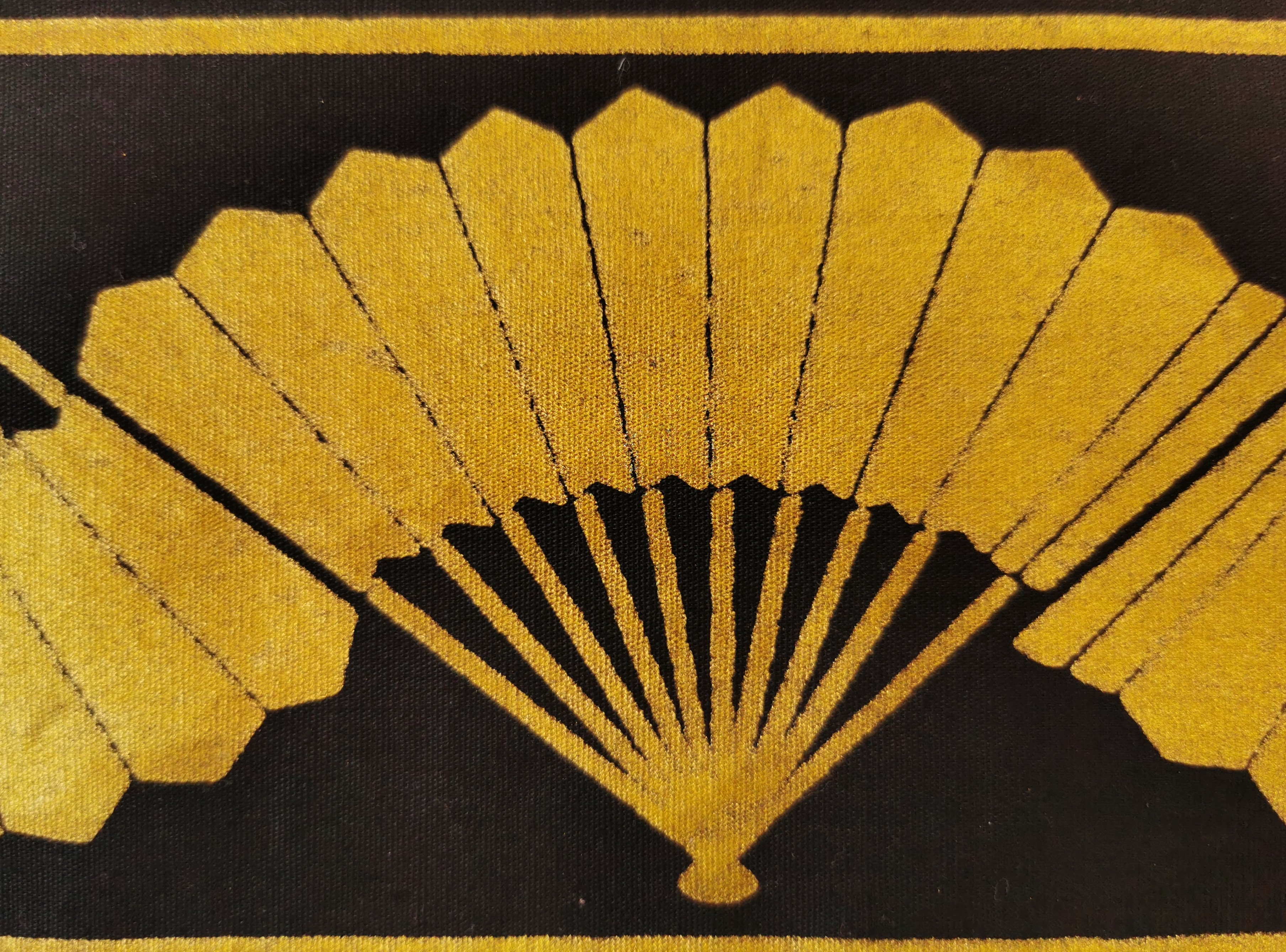 男角帯 男帯 男性帯 メンズ帯 男着物帯 男浴衣帯 中古【 金 扇子】◆tok199