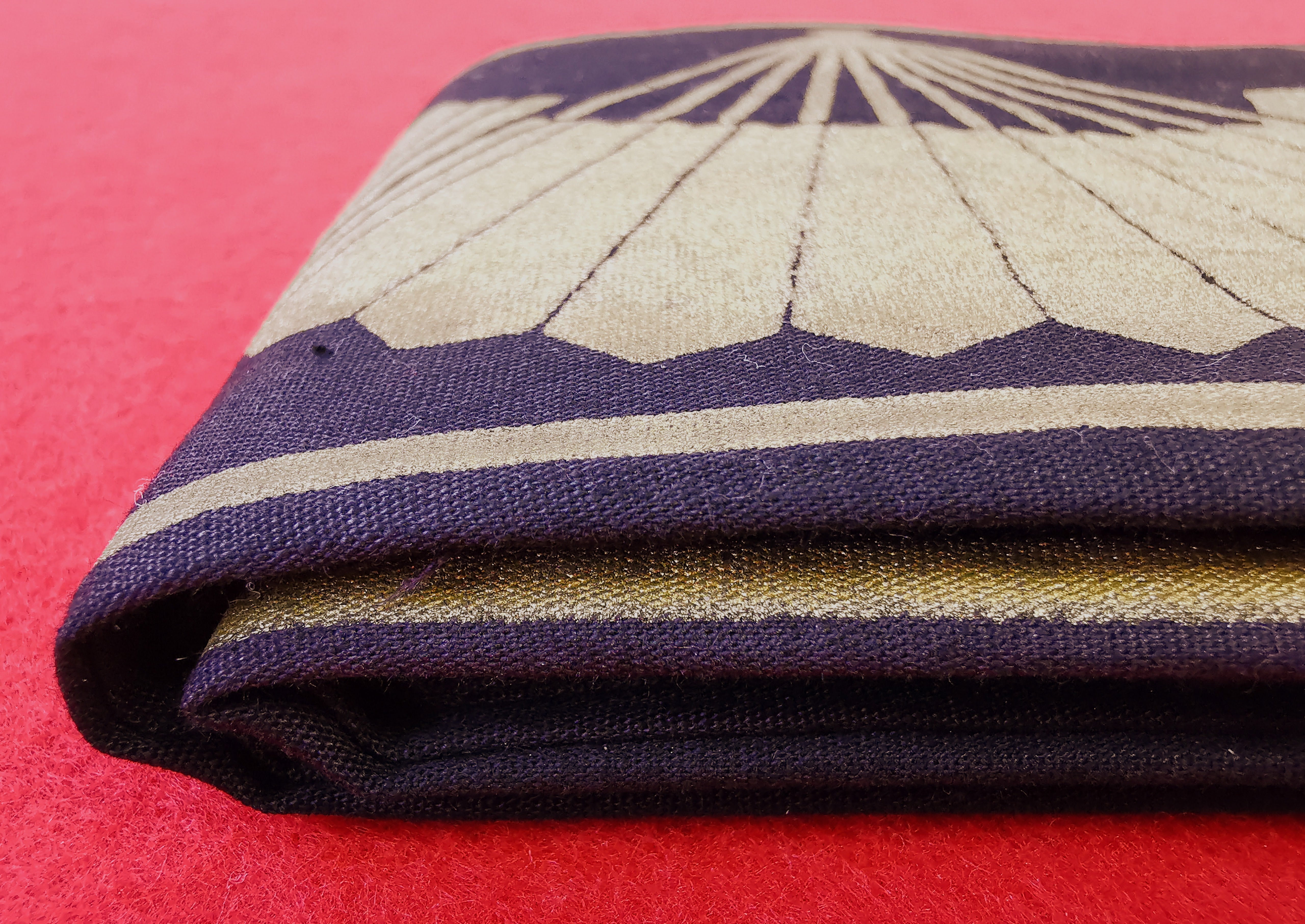 男角帯 男帯 男性帯 メンズ帯 男着物帯 男浴衣帯 中古【 金 扇子】◆tok199