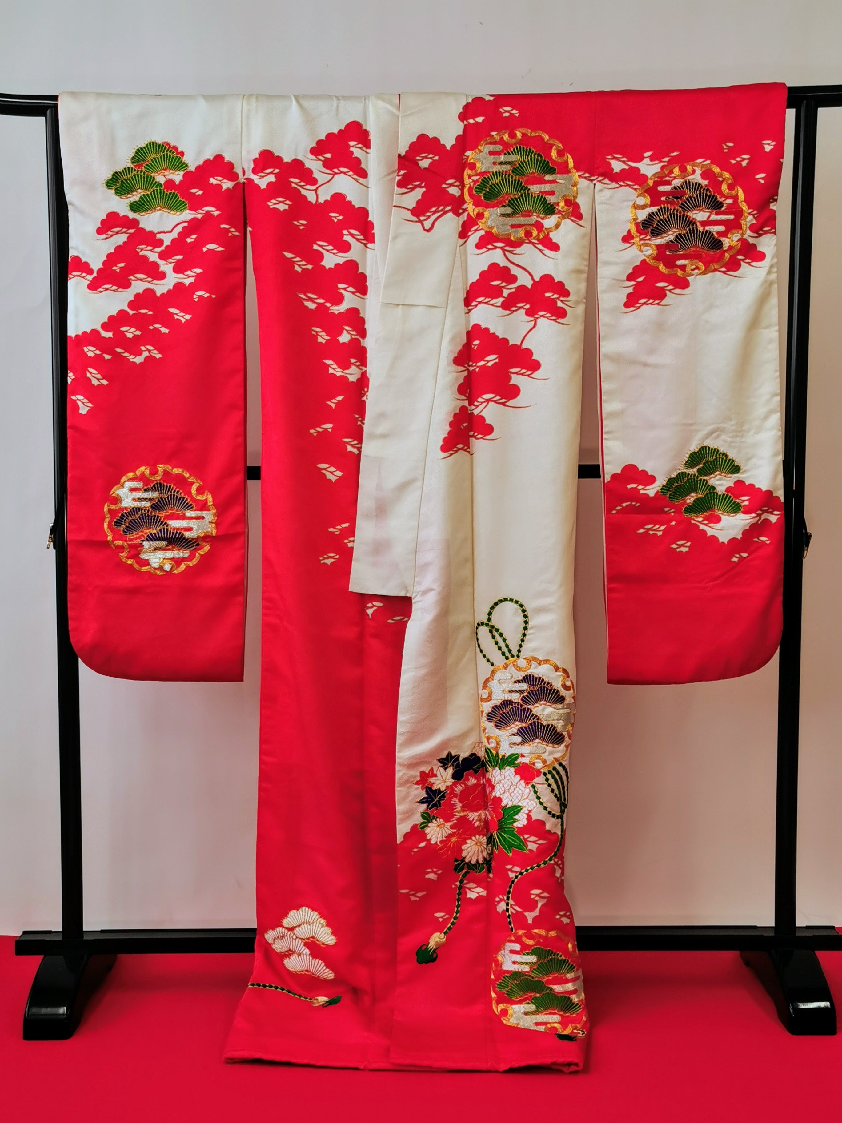 引き振袖 お引きずり 花嫁衣装 結婚式 豪華 刺繍 婚礼 ウエディング 古着◆twff225