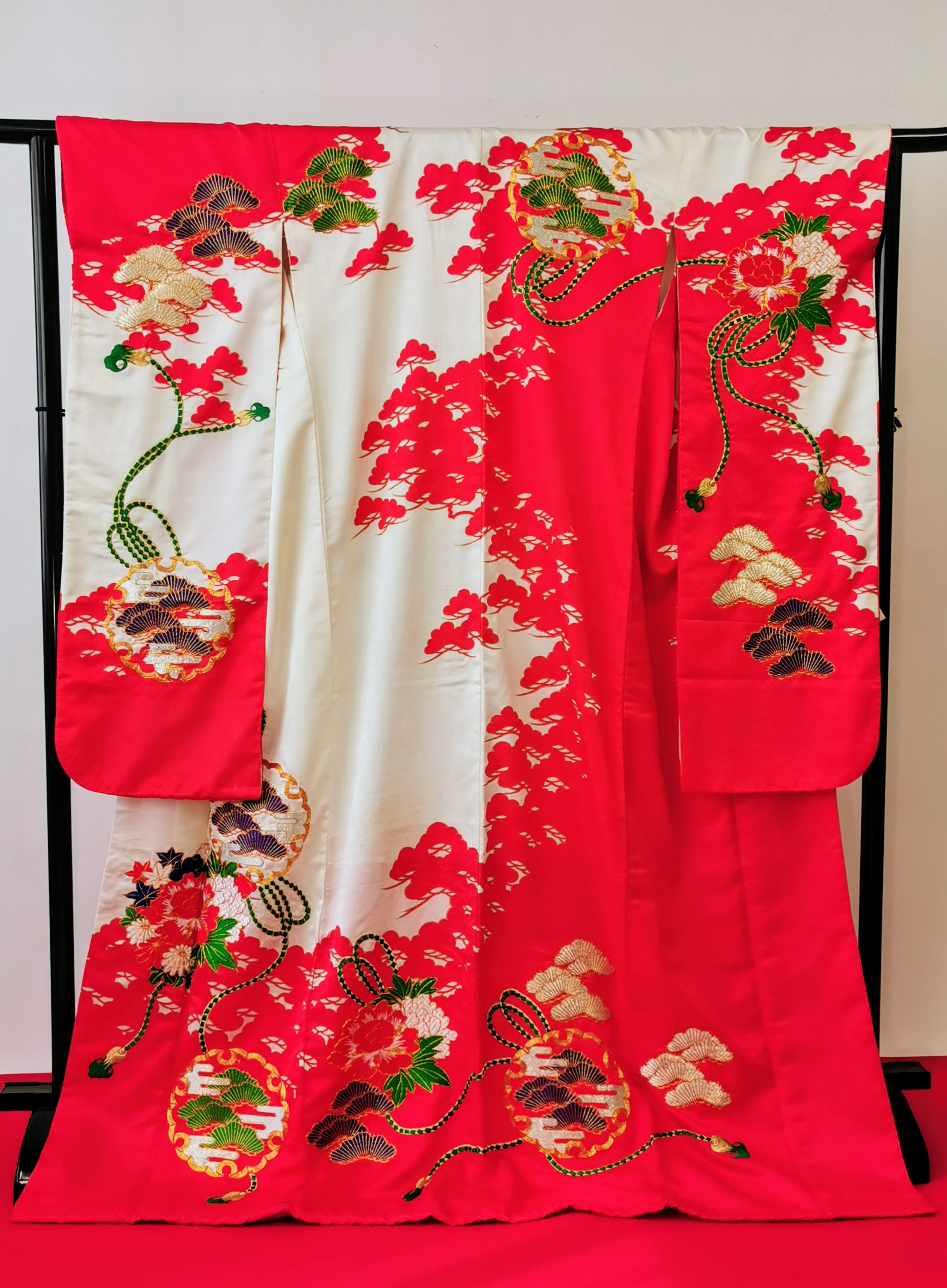 引き振袖 お引きずり 花嫁衣装 結婚式 豪華 刺繍 婚礼 ウエディング 古着◆twff225