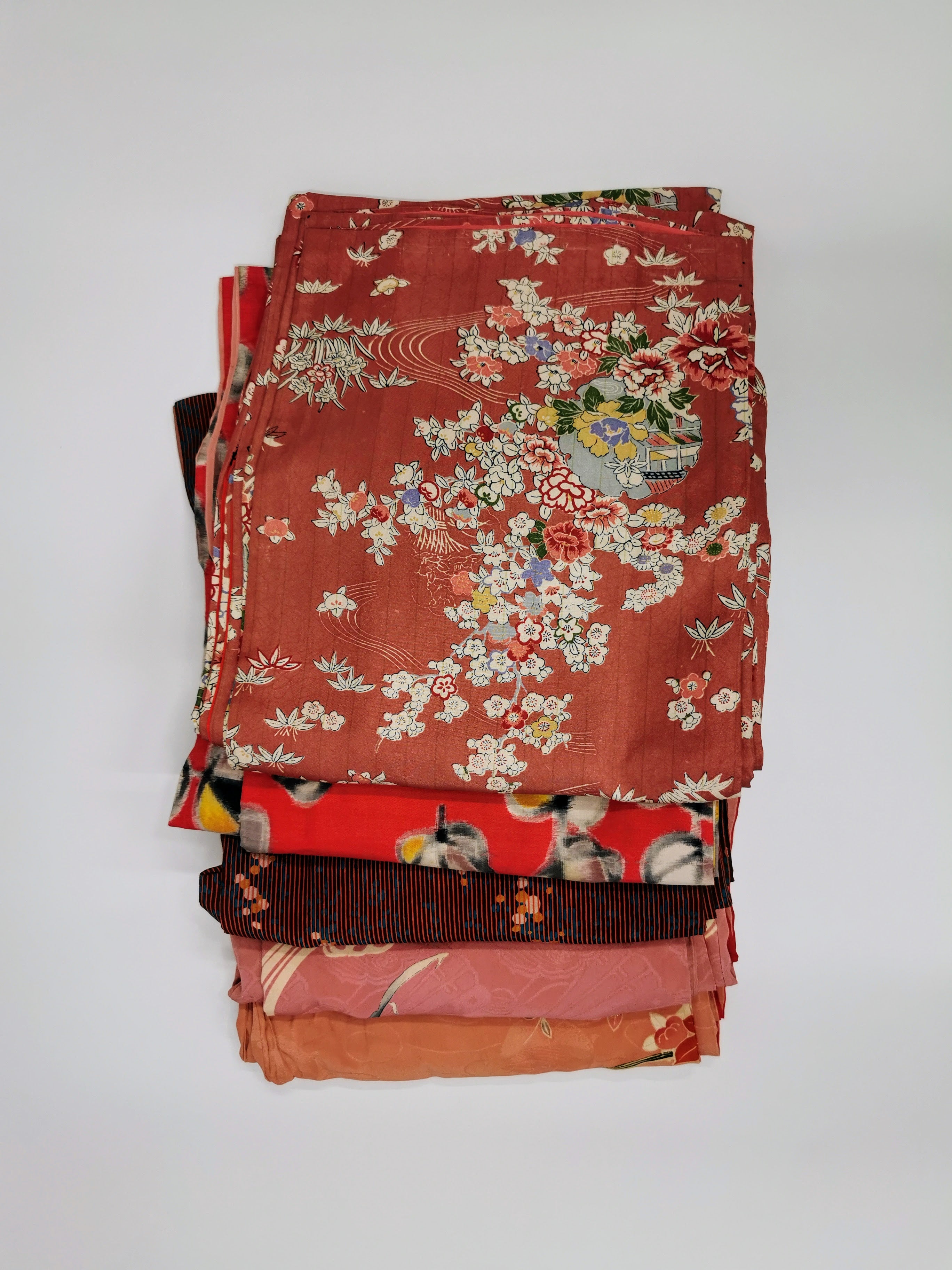 まとめ売り5点 女性 中古着物 暖色系◆twk340