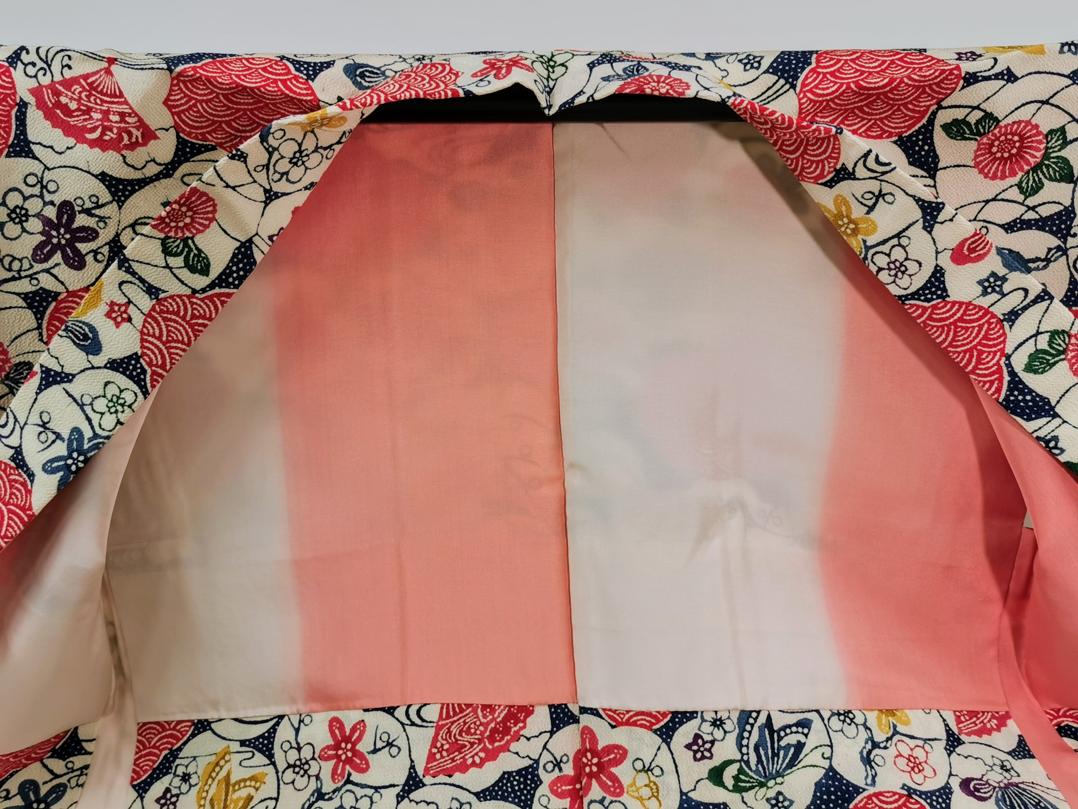 羽織 正絹 ちりめん アンティーク リユース◆twh376