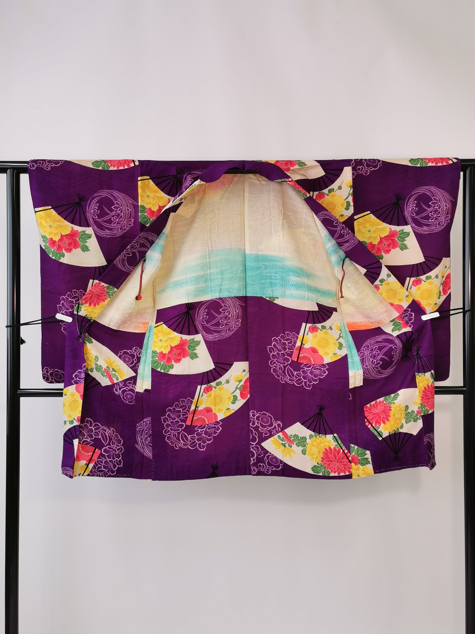 長羽織 正絹 アンティーク 羽織紐付き リユース◆twh382