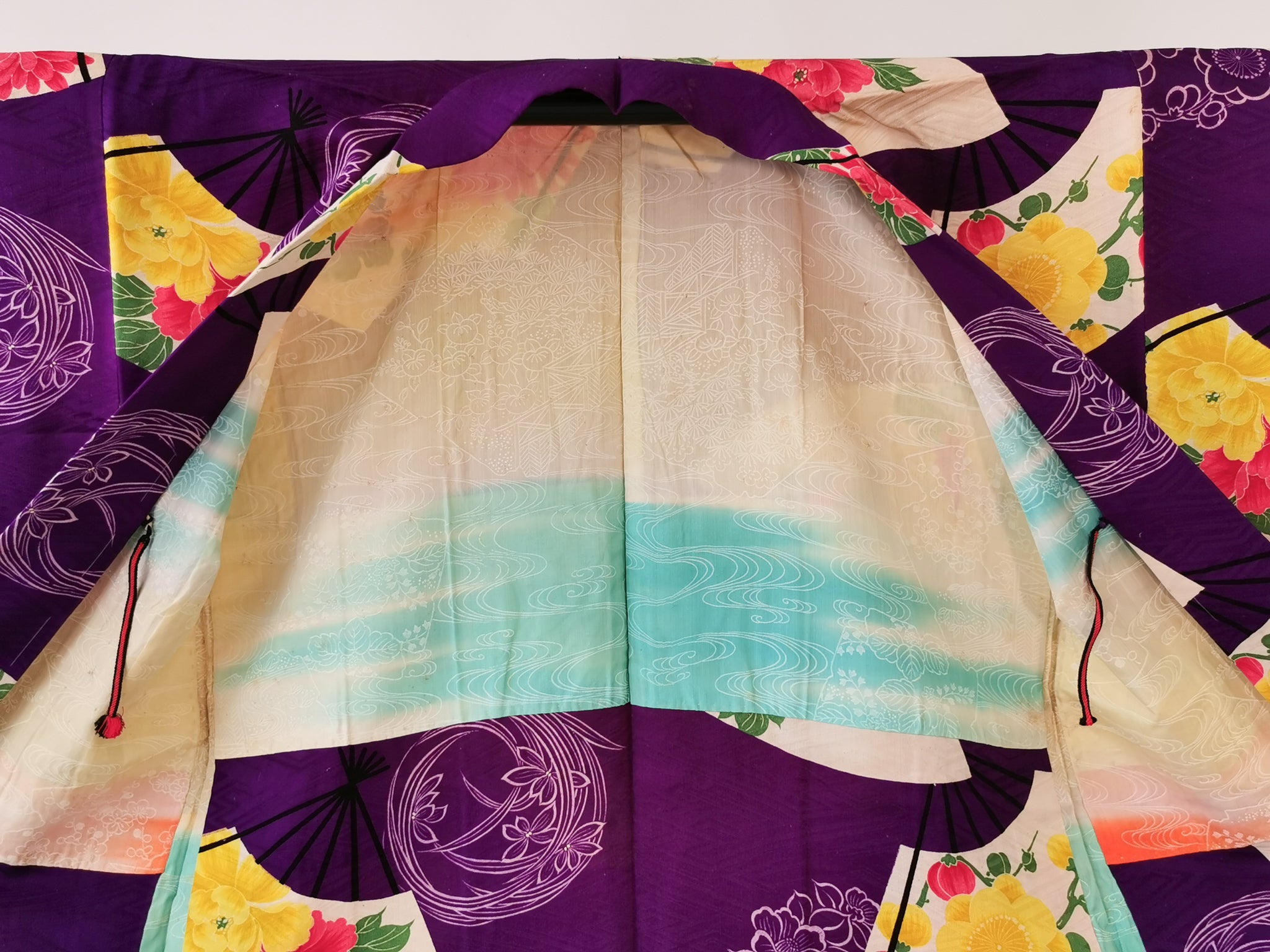 長羽織 正絹 アンティーク 羽織紐付き リユース◆twh382