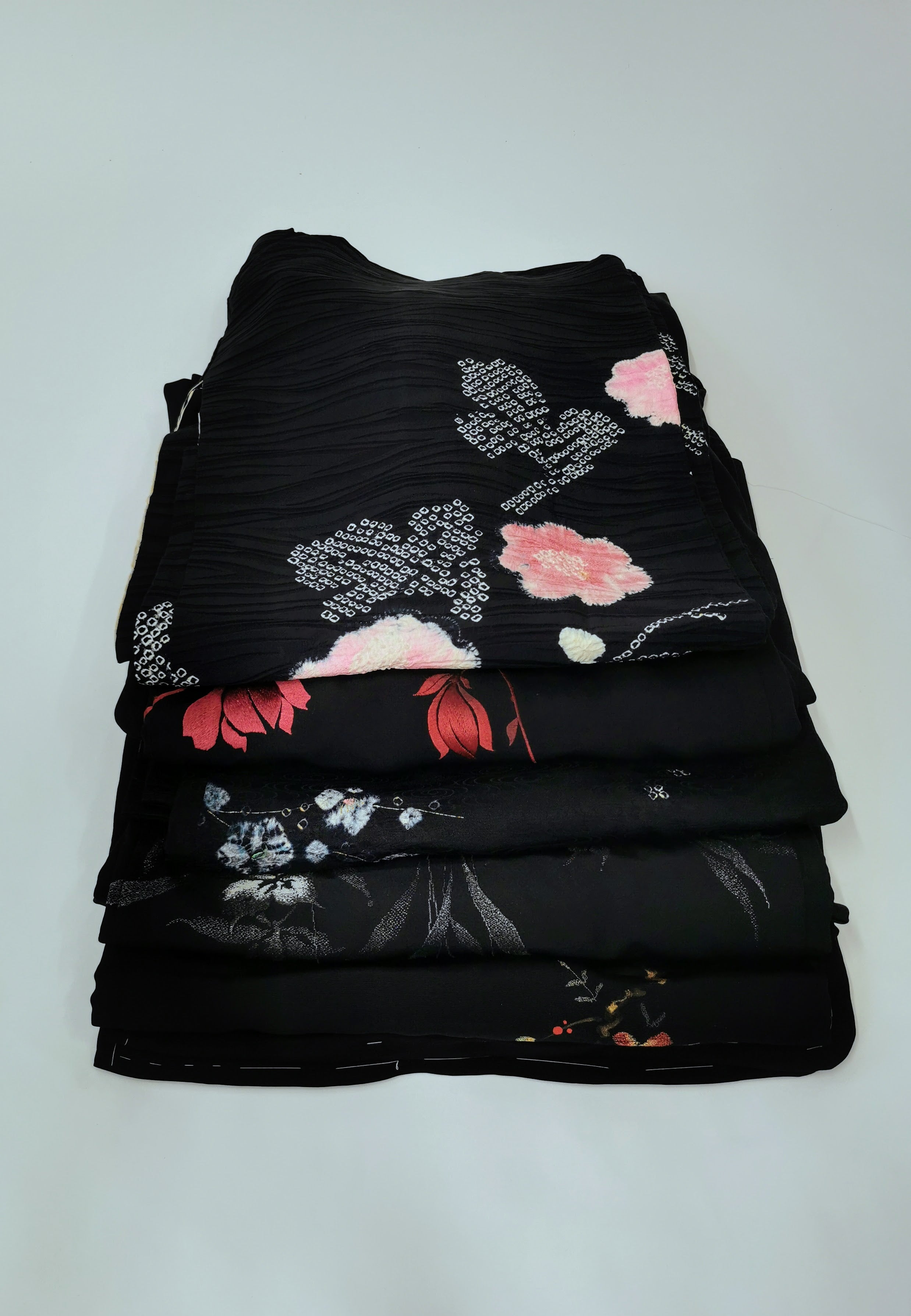 5 black haori jackets, sold as a set, recycled jackets ◆twh659