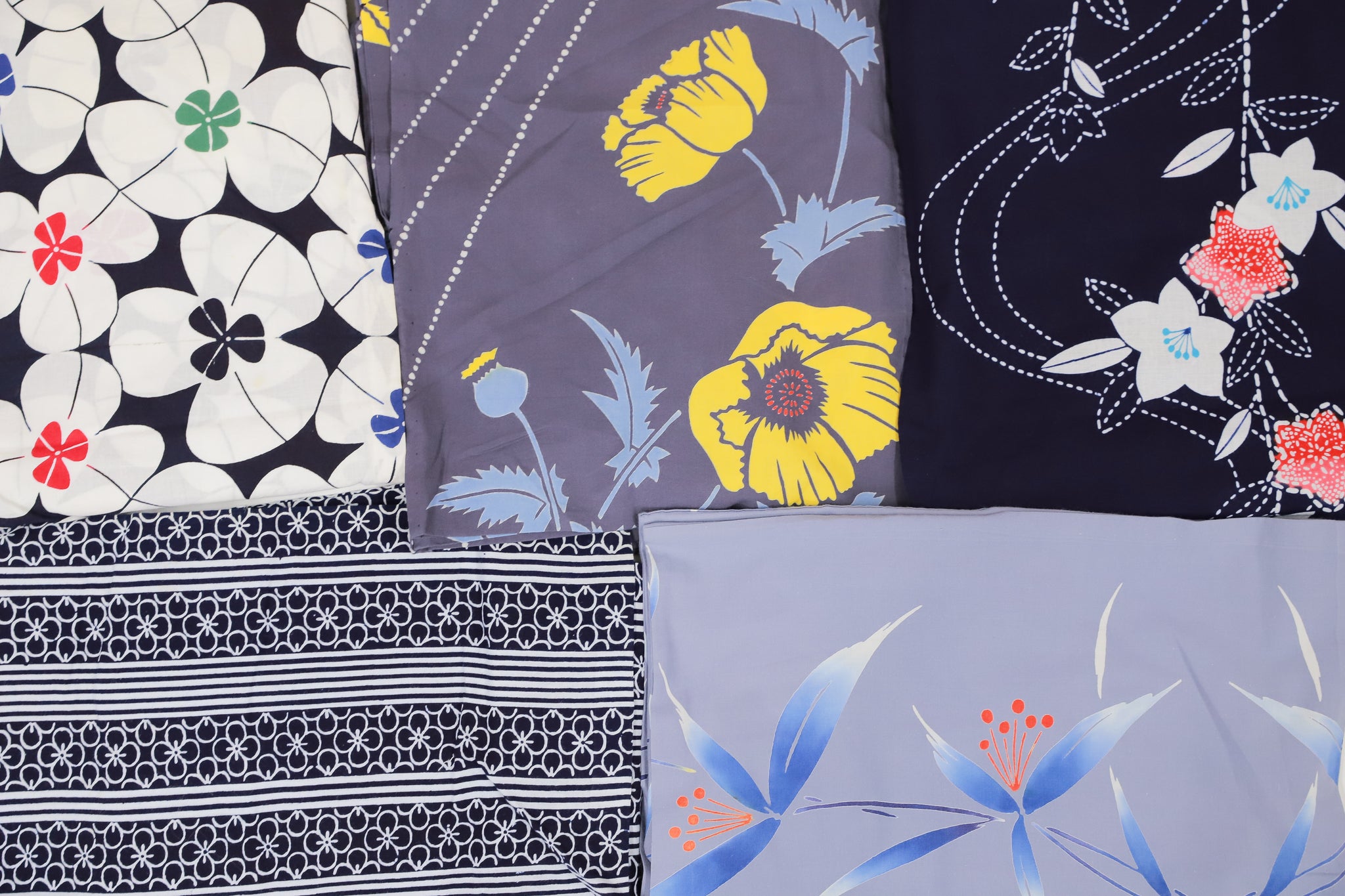 浴衣 5点 まとめて 花柄系 リユース リメイク 和装 和服 生地◆twy450