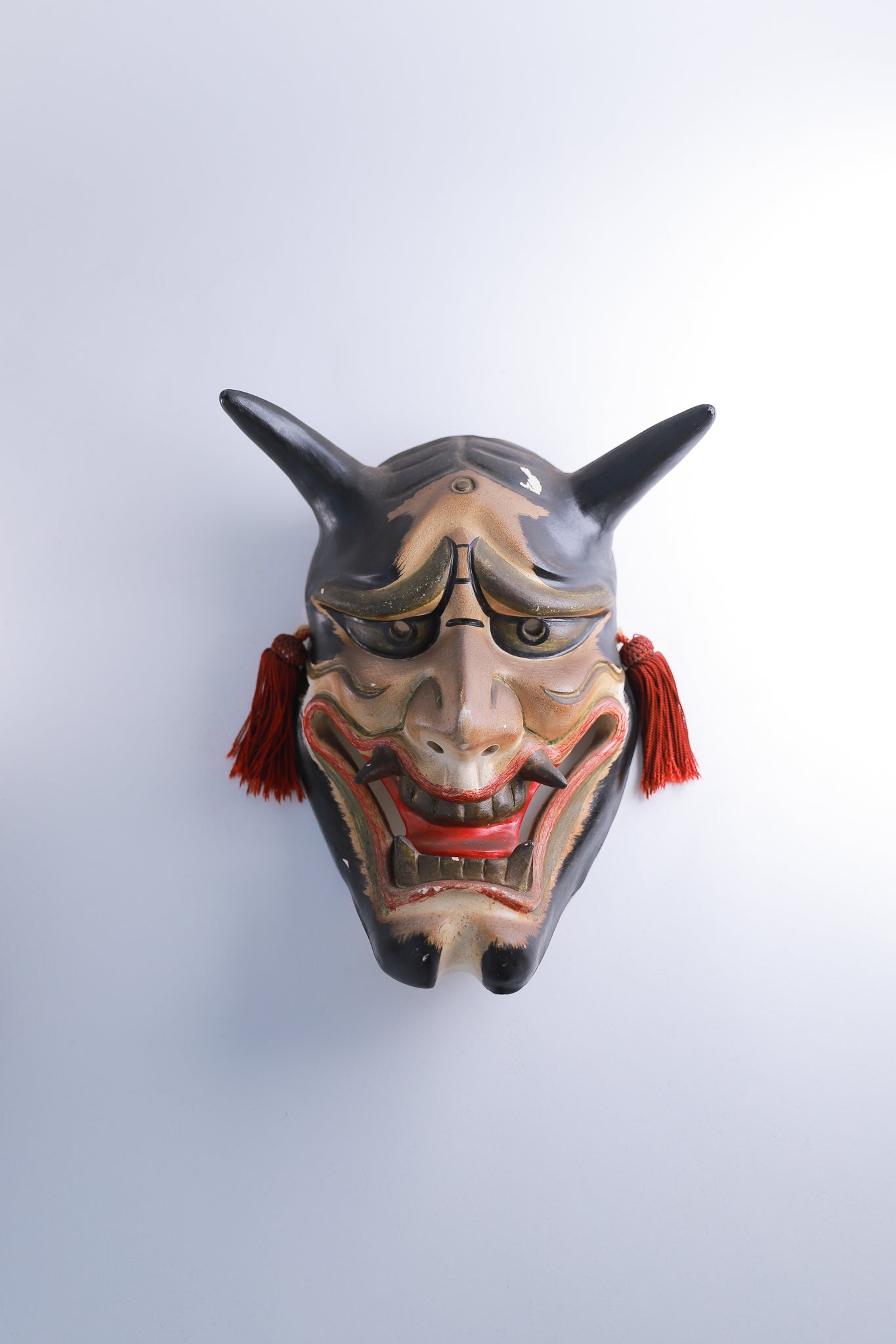 般若 お面 陶器 鬼面 鬼神 能楽 開運 魔除け 招福 縁起物 インテリア◆tko507