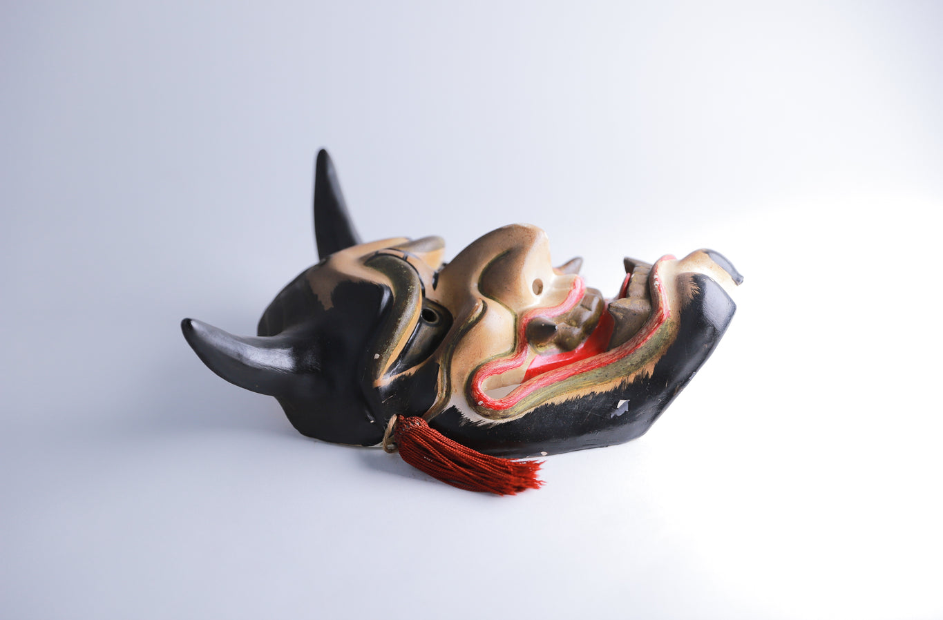 般若 お面 陶器 鬼面 鬼神 能楽 開運 魔除け 招福 縁起物 インテリア◆tko507