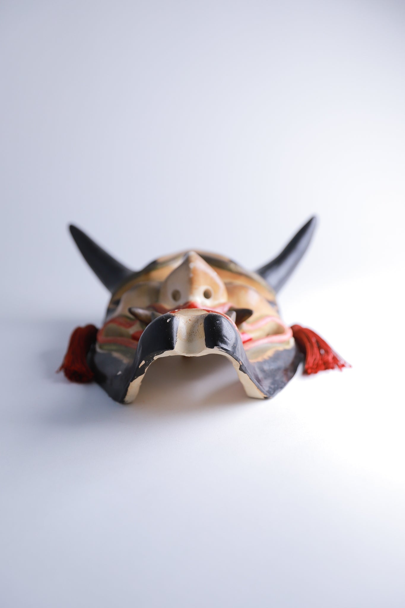 般若 お面 陶器 鬼面 鬼神 能楽 開運 魔除け 招福 縁起物 インテリア◆tko507