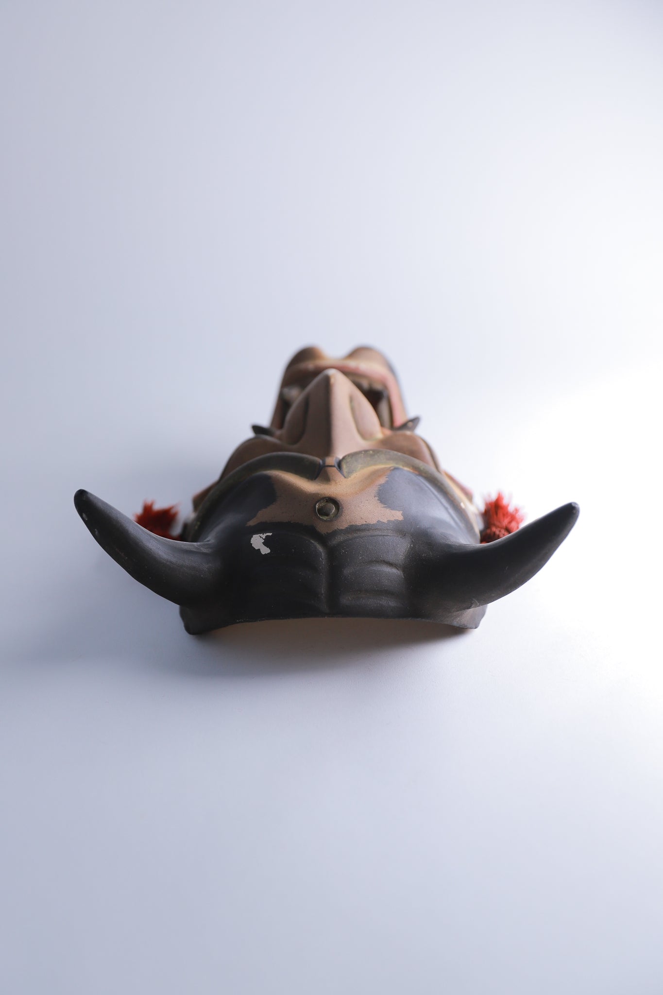 般若 お面 陶器 鬼面 鬼神 能楽 開運 魔除け 招福 縁起物 インテリア◆tko507