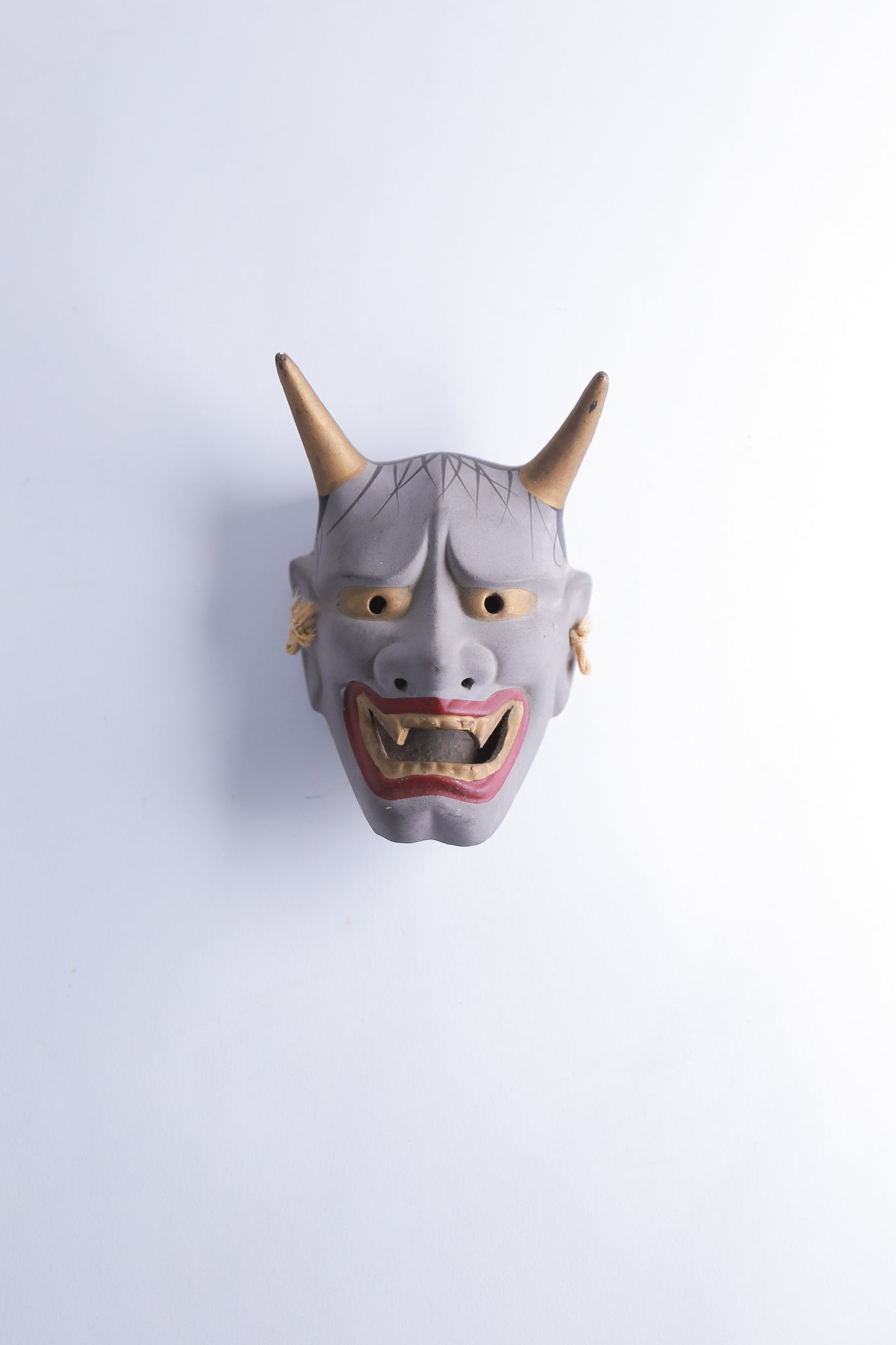 Hannya Mini Mask Ceramic Demon Face Demon God Noh Play Good Luck Amulet Prosperity Decorative Item Interior ◆tko509